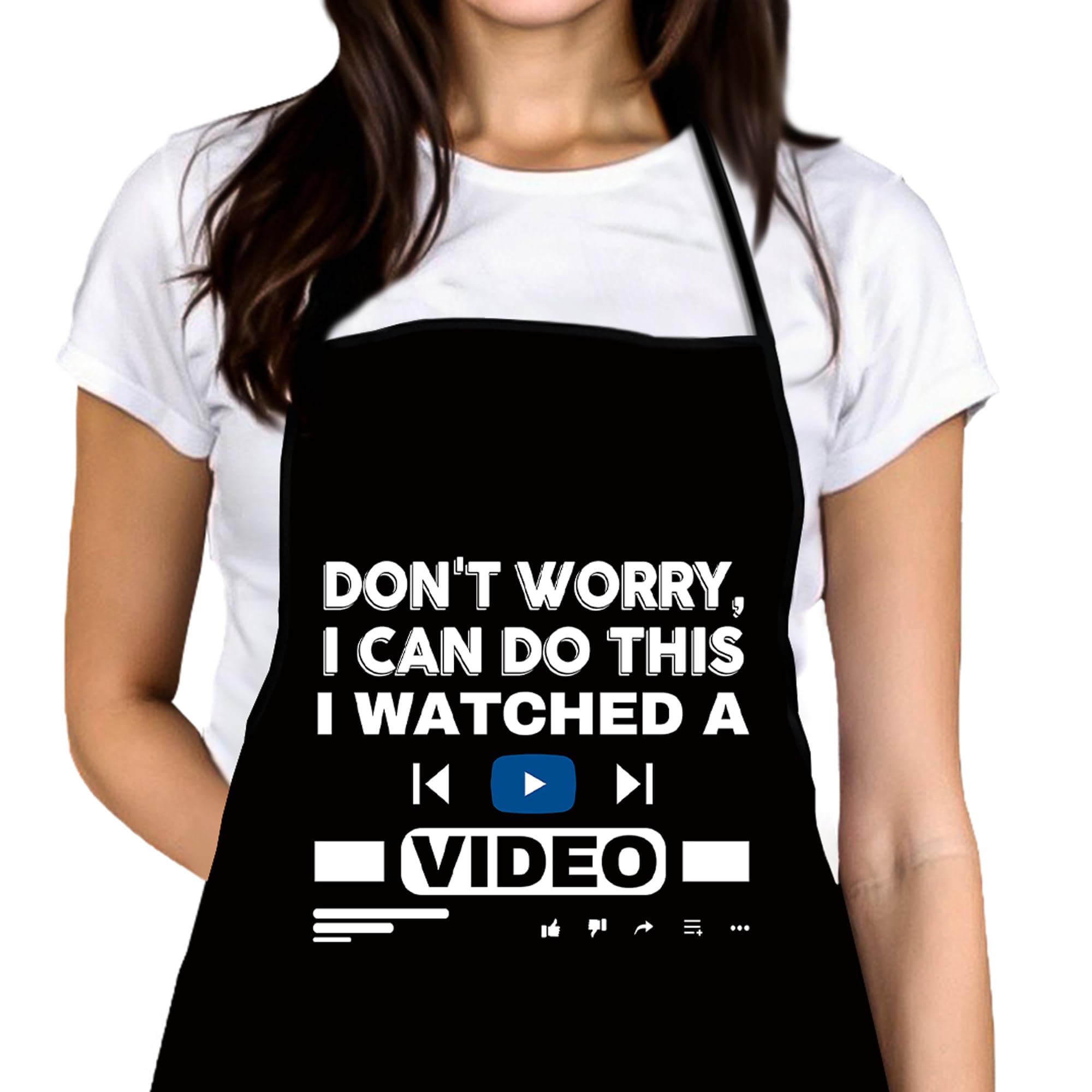MCPESAS Video Apron for Cooking, Gifts for Husband from Wife, Kitchen Apron for Gardening, Grilling, Barbecue and Baking, Anniversary, Birthday, Valentine's Day Gift for Men and Women