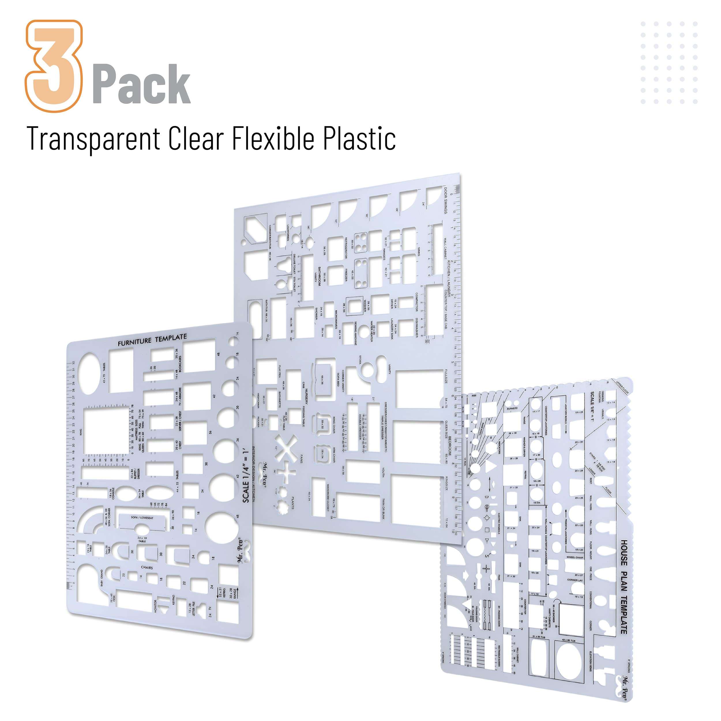 Mr. Pen- Architectural Templates, House Plan Template, Interior Design Template, Furniture Template, Drafting Tools, Geometry Template, Drawing Template, Template Architecture, Drafting Ruler Shapes 2