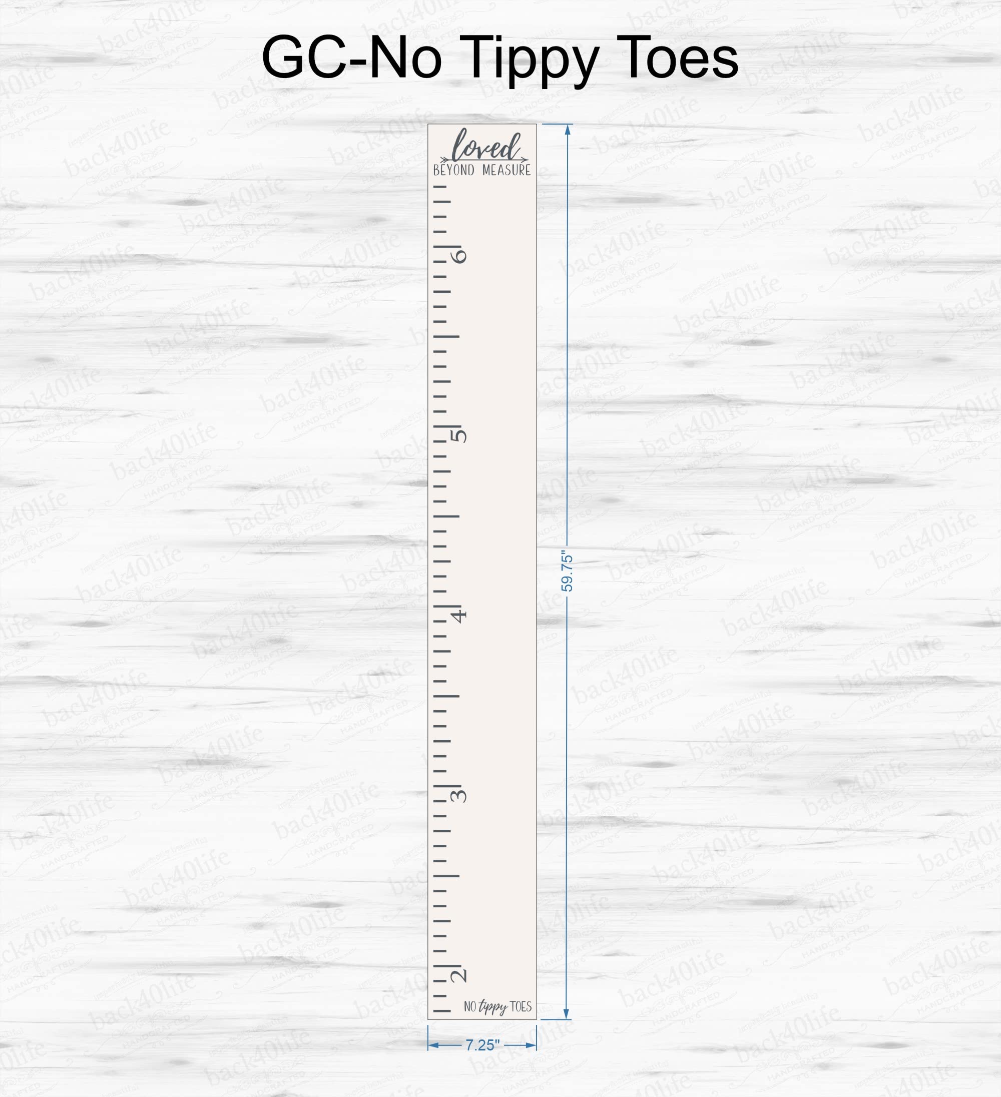 Back40Life Wooden Kids Growth Chart Ruler for Boys and Girls (No Tippy Toes - Loved Beyond Measure) (Weathered Natural) 4