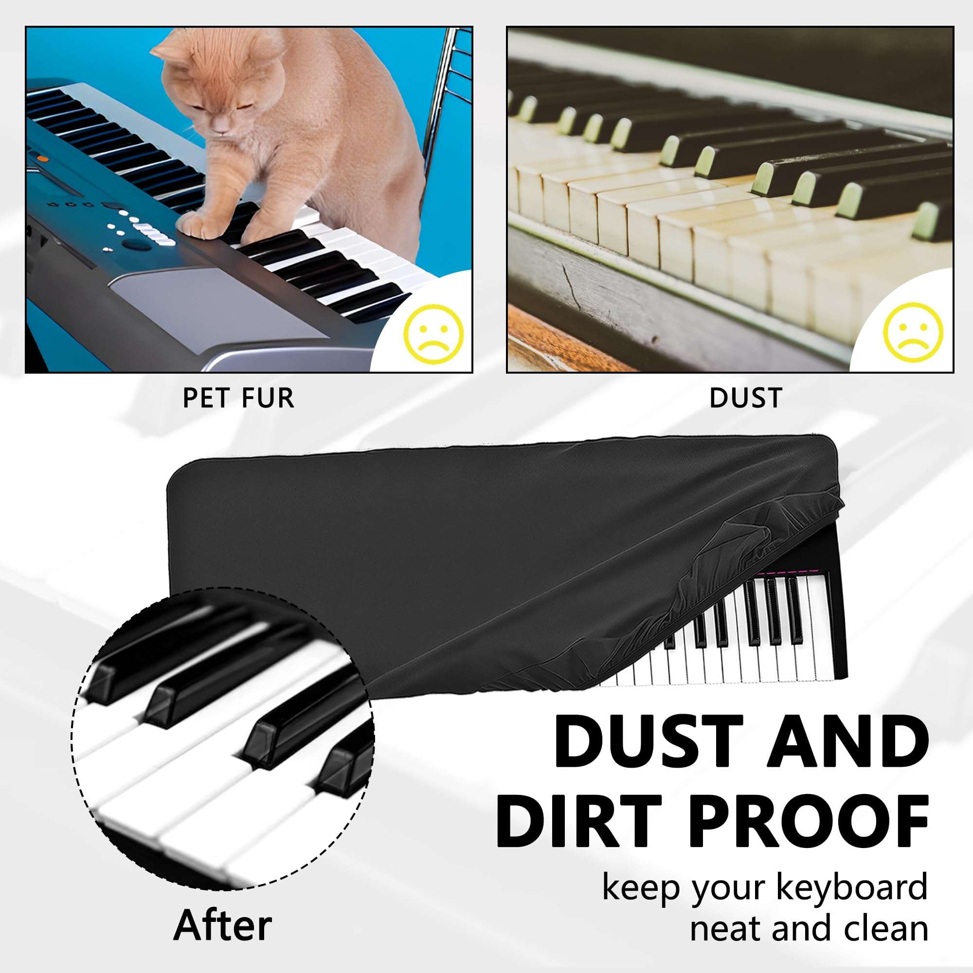 Musiin 61 keys piano keyboard dust cover, compatible with Native Instruments KONTROL S61,V-COMBO VR-09-B,M-Audio Oxygen 61, Luxury Chinlon Anti-dust & Scratch-proof, Smooth Touch & Custom Fit 4