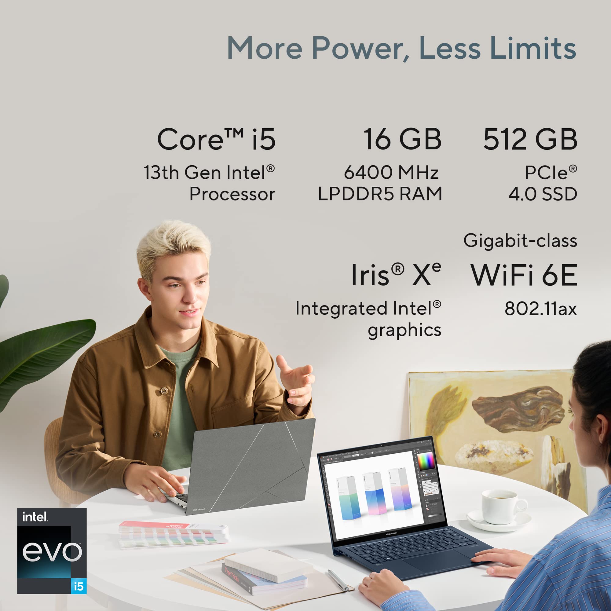 ASUS Zenbook S 13 OLED (2023), 1kg Weight & 1cm Thin, Intel Core EVO i5 13th Gen, 13.3 Inch 2.8K OLED, Thin & Light Laptop (16GB/512GB SSD/Iris Xe/Win 11/Office 2021/63WHrs/Blue), UX5304VA-NQ541WS 2