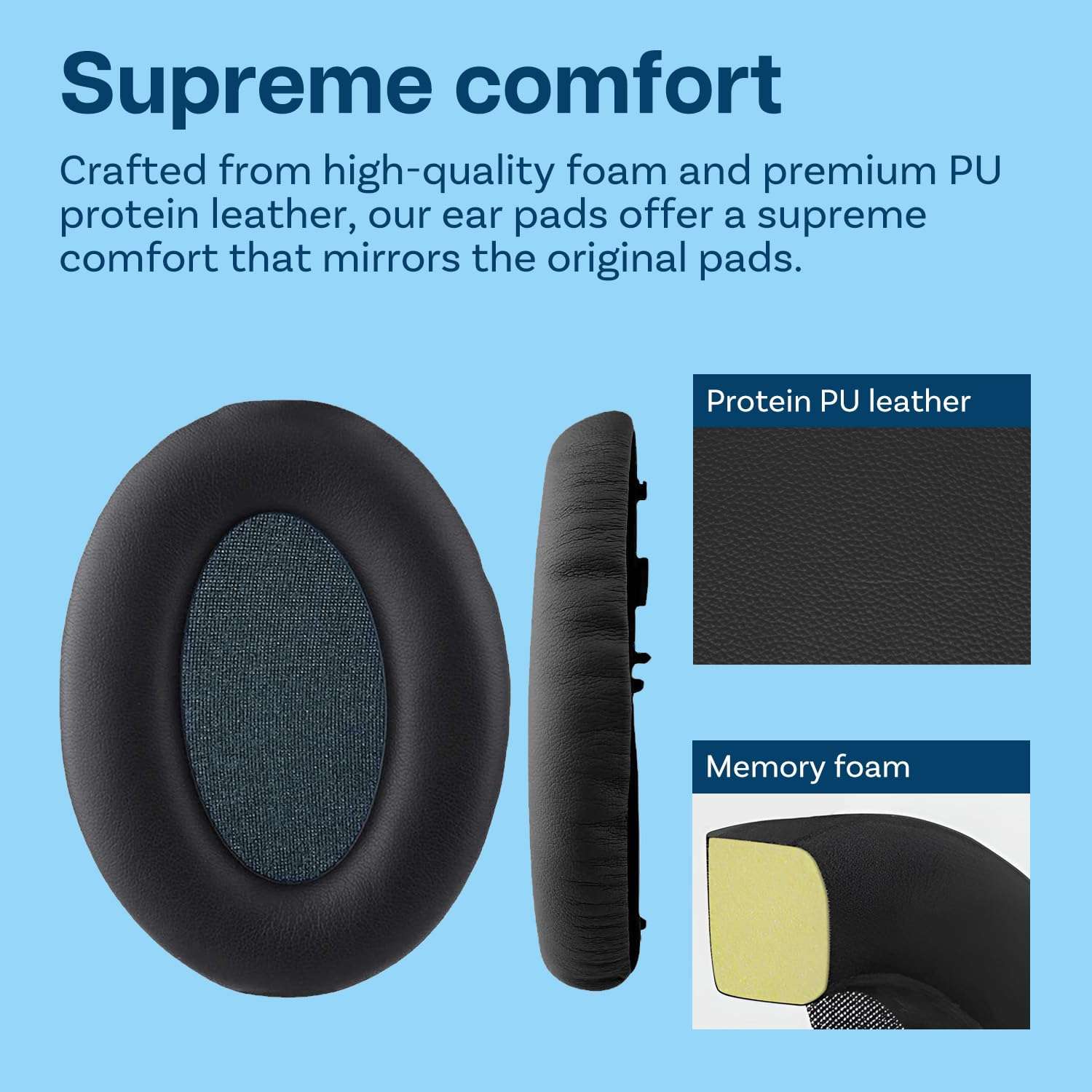 Ear Pads Replacement for Sony WH-1000XM3 Noise Cancelling Headphone by MMOBIEL - Memory Foam and Protein PU Ear Pad Cushions - Noise Isolation Earpads Replacement – Black 4