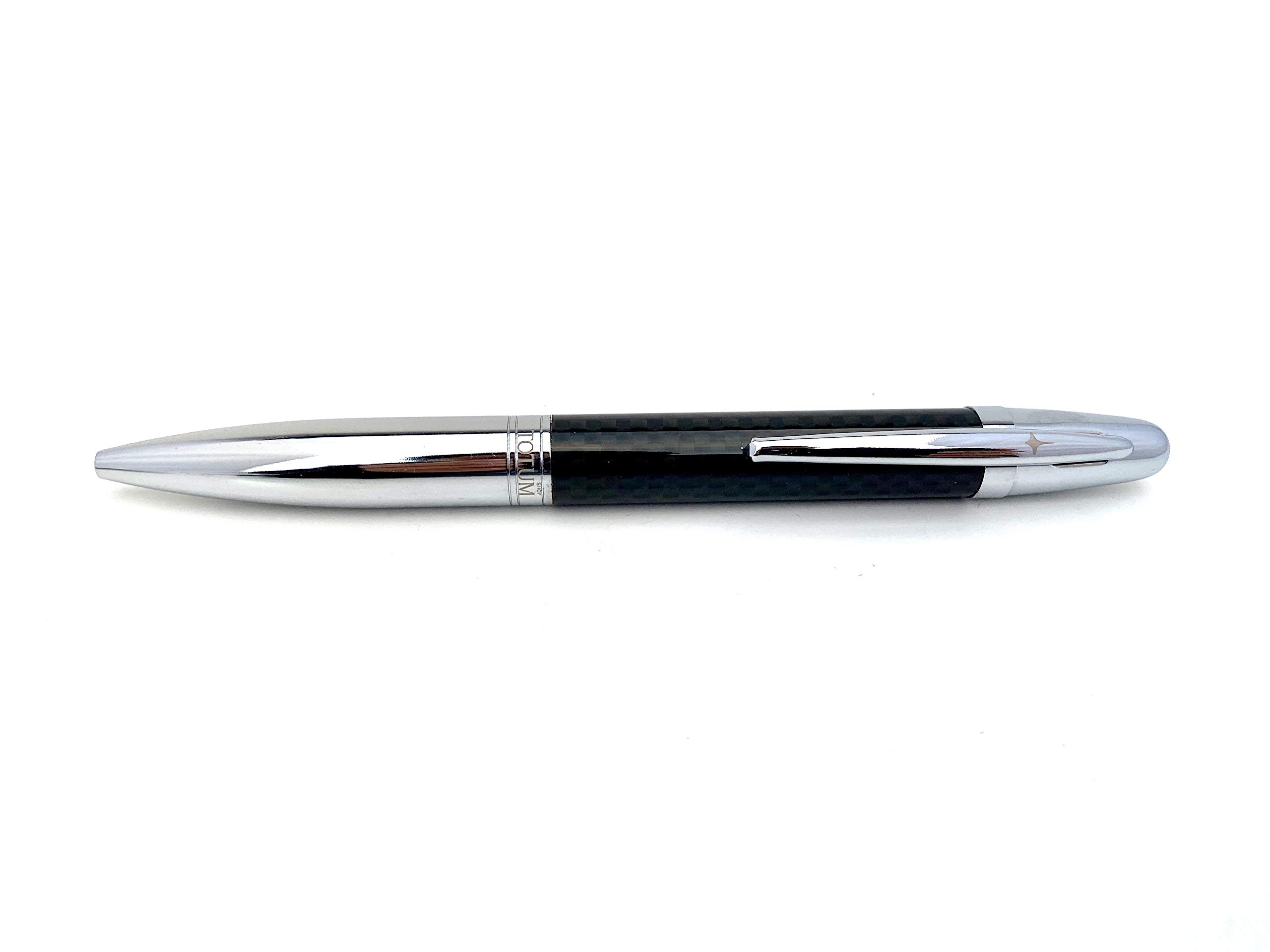 SHOPTOTUM Carbon Fiber Ballpoint Pen Set - Metal Retractable Pen Tip with Black Ink - Smooth and Easy Writing for Men or Women in School, Office, Business & more | Adorable Gift Box Included (Chrome) 4