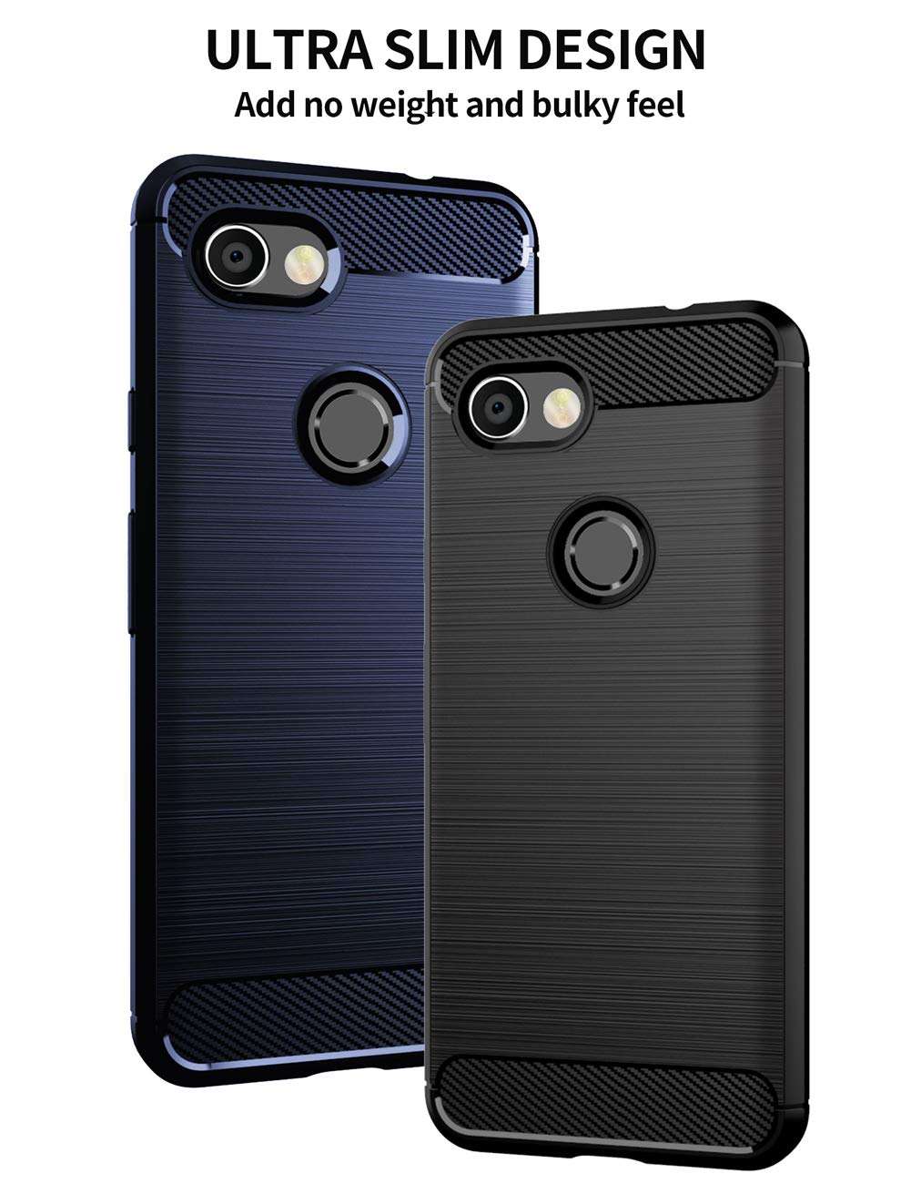 EGALO Google Pixel 3a XL Case,Slim Thin Soft Skin Silicone Flexible TPU Lightweight Shockproof Anti-Scratch Carbon Fiber Protective Cases Cover for Google Pixel 3a XL,Brushed Blue 6