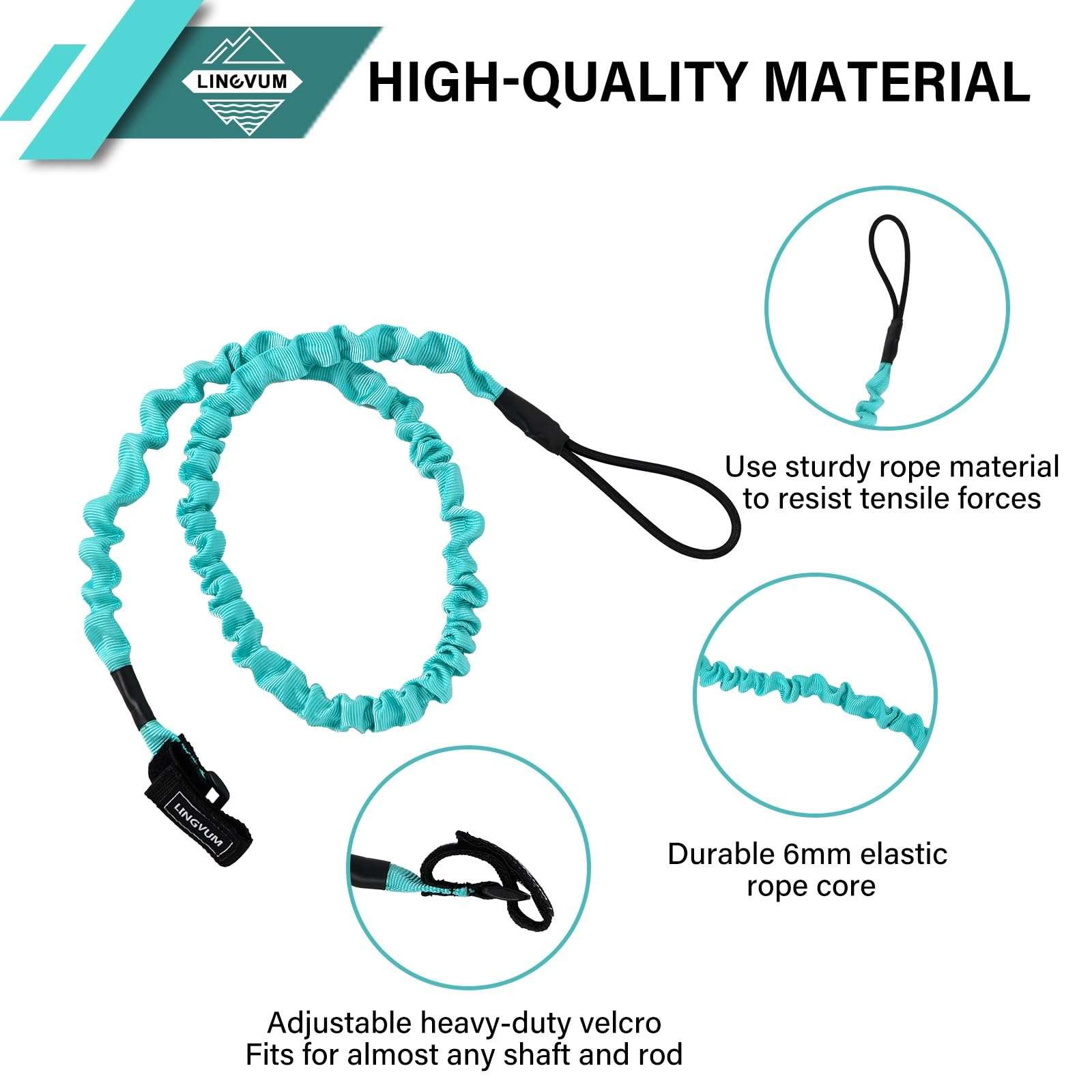 LINGVUM Kayak Paddle Leash Stretchable Paddle Strap Coiled Lanyard Rope for Kayaking Canoing Boating, Fishing Poles Rods, Kayak Paddle Accessories 4