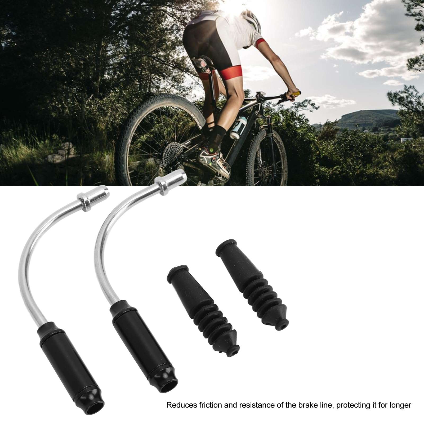 Bicycle Cycling Brake Pipe,Bike V Brake Noodle Cable Guide Pipe, Bicycle Brake Pipe with Rubber Boots,Bendable Brake Tube for Mountain Bikes Road Bikes BMX 6