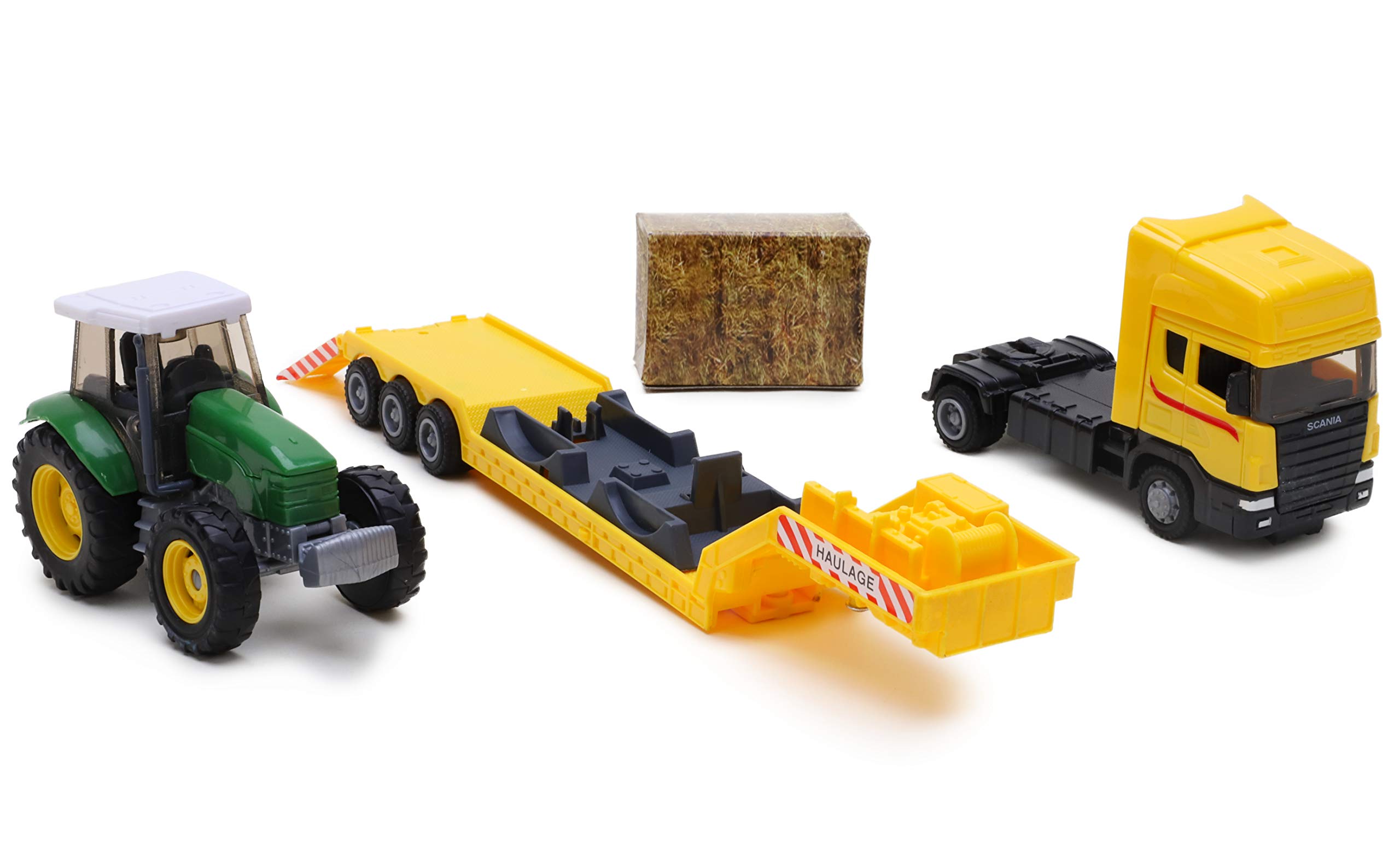 Banaghans Diecast Metal Tractor Transporter 1:48 Scale- Yellow Low Loader with Green Tractor (bt37) 6