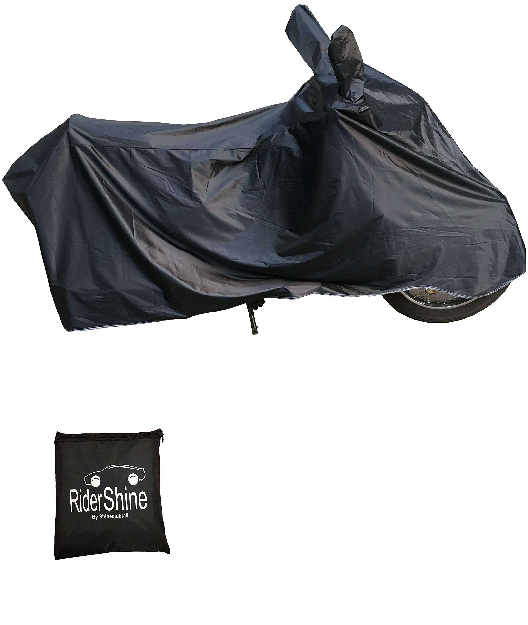 RiderShine Waterproof Scooty Body Cover for Honda Activa 5G Double Mirror Pocket with Over Lock Protection (Black) 2