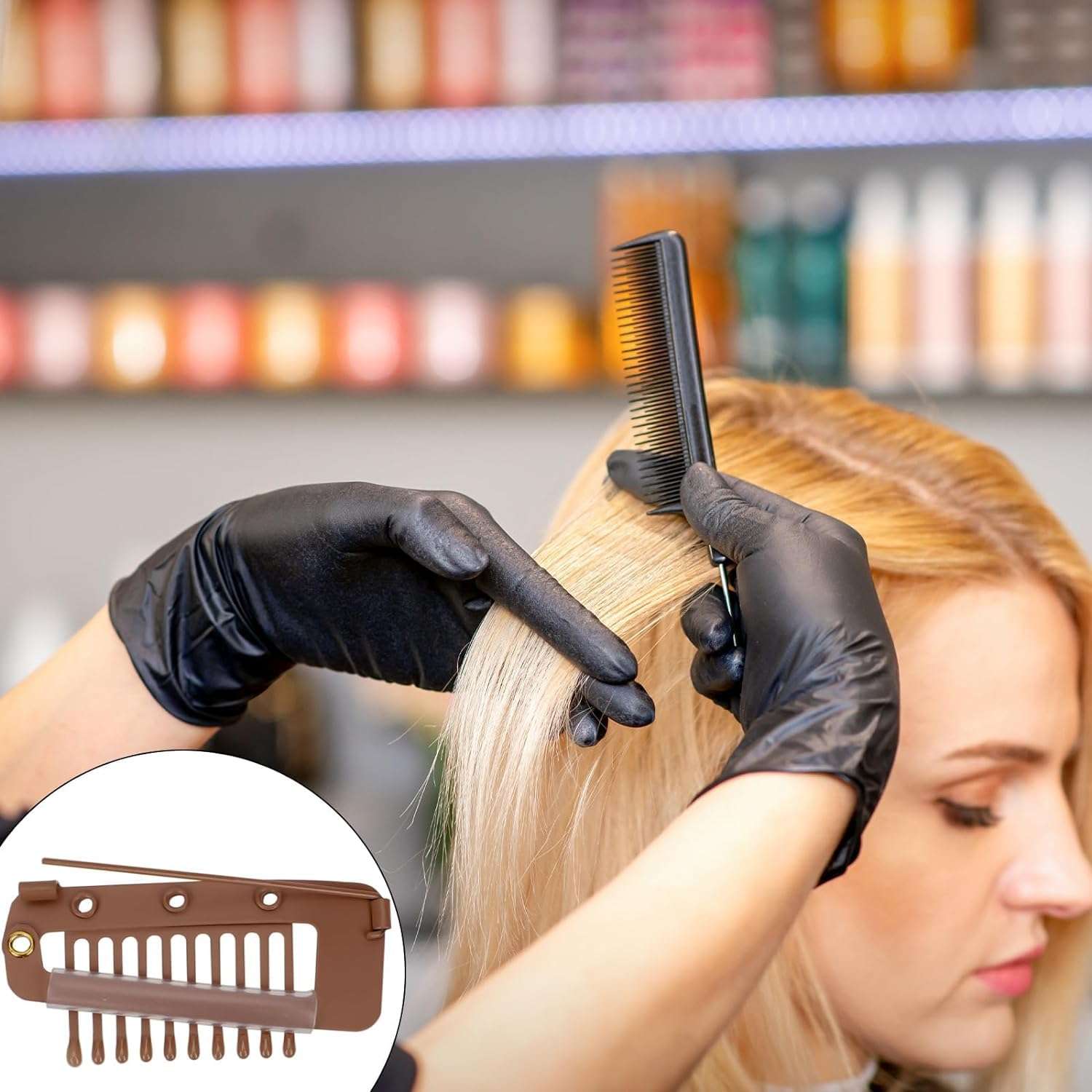 INHEAVEN 9 pcs Wig Clip with Safety Pins, 10-Teeth Hair Extension Snap Clips Invisible Strong Wig Combs to Secure Wig No Sew Chunni Grip Dupatta Clips (BROWN, 9) 5