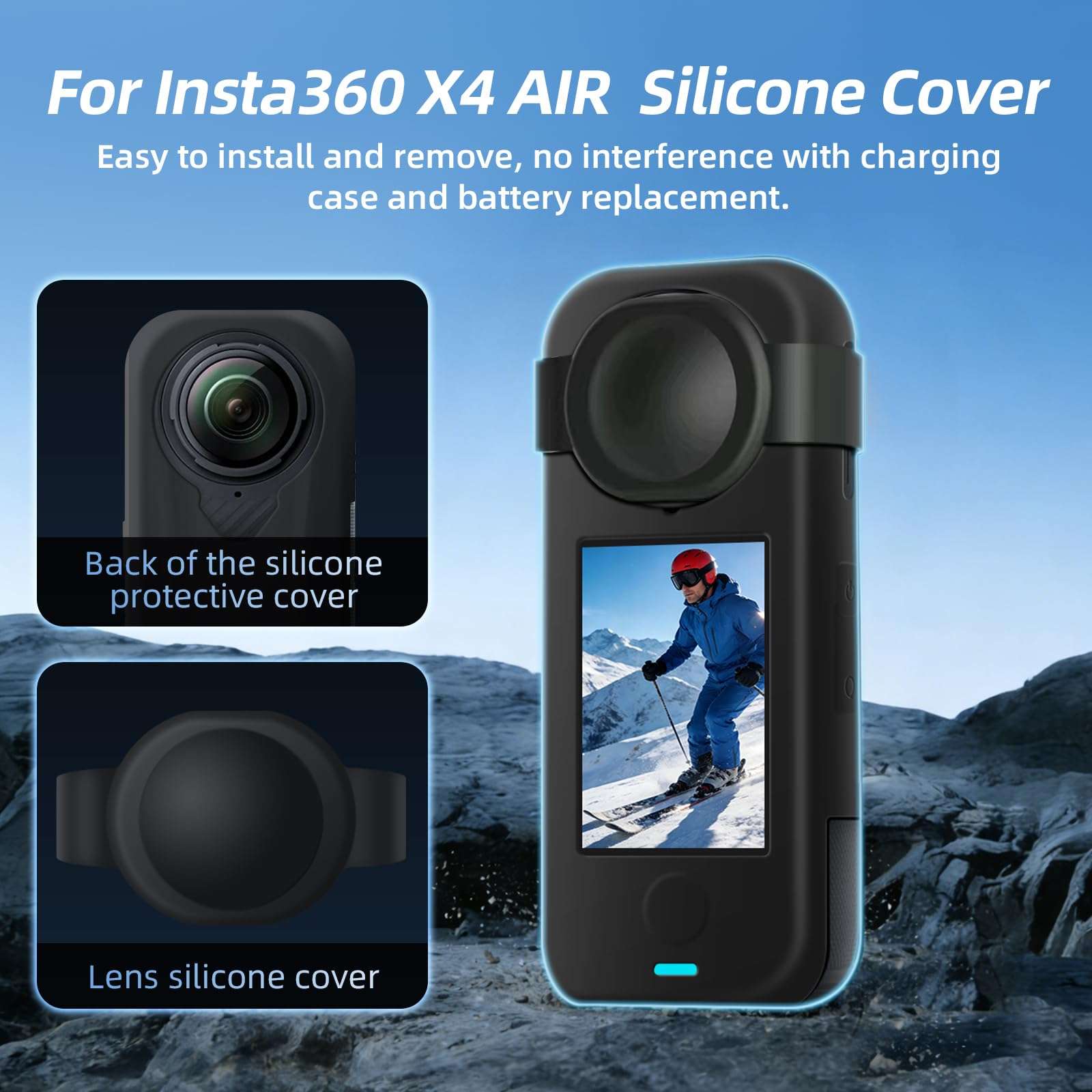 JasonMighty for Insta 360 X4 AIR Accessories Kit Include Camera Case/Silicone Cover/Lens Guards/Screen Tempered Glass/Action Camera Protection Parts for X4 AIR 5