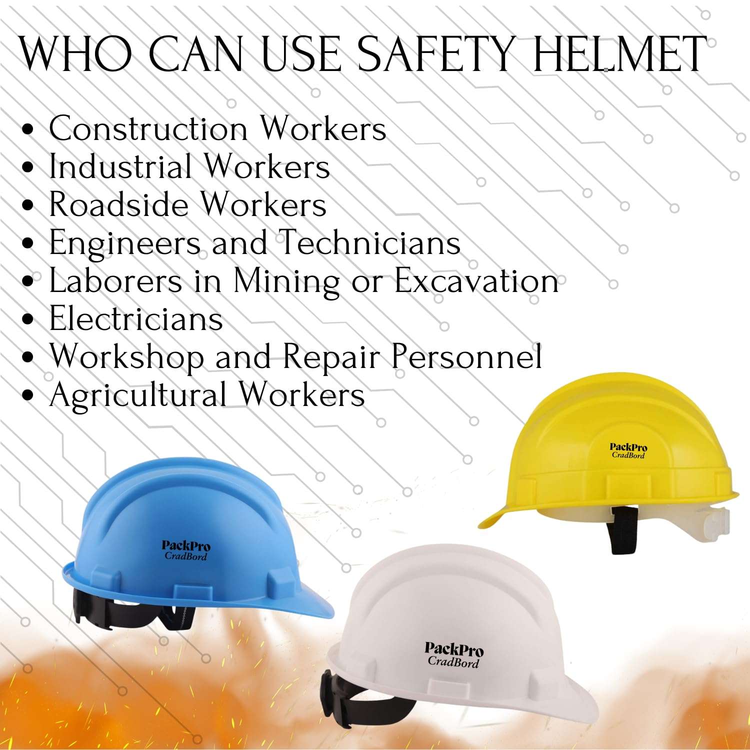 PackPro Professionals Safety Helmet | High-Strength Hard Hat for Construction,Outdoor Work, Durable Polyethylene Shell | Impact & Electric Shock Resistant | Comfortable Headband Pack of (1, White) 4