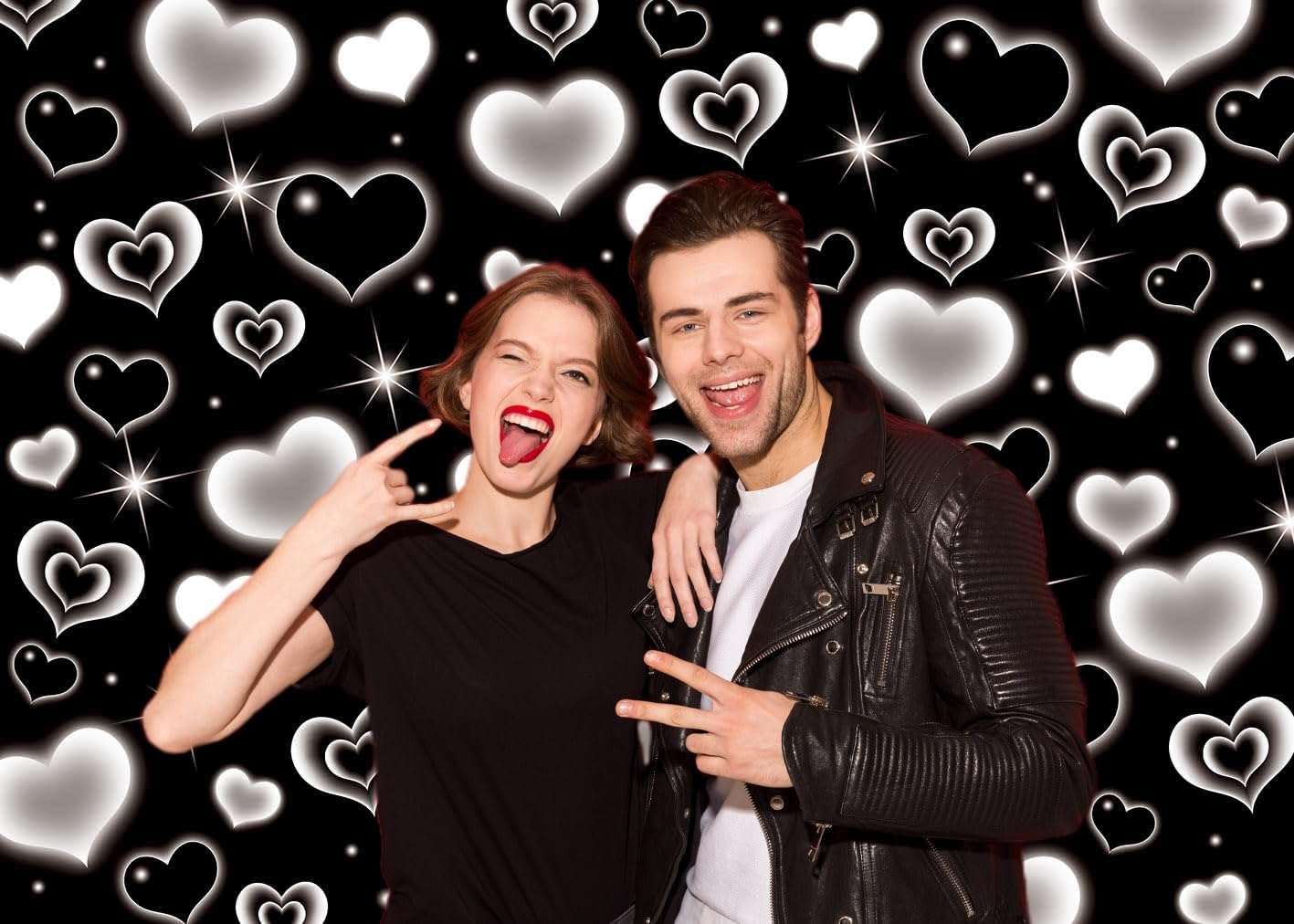 Black Heart 2000s Backdrop Banner Sweet Y2K Photography Background Early 2000s Party Decorations Photo Banner Props Supplies (Black, 8x6FT(2.4m x 1.8m)) 3