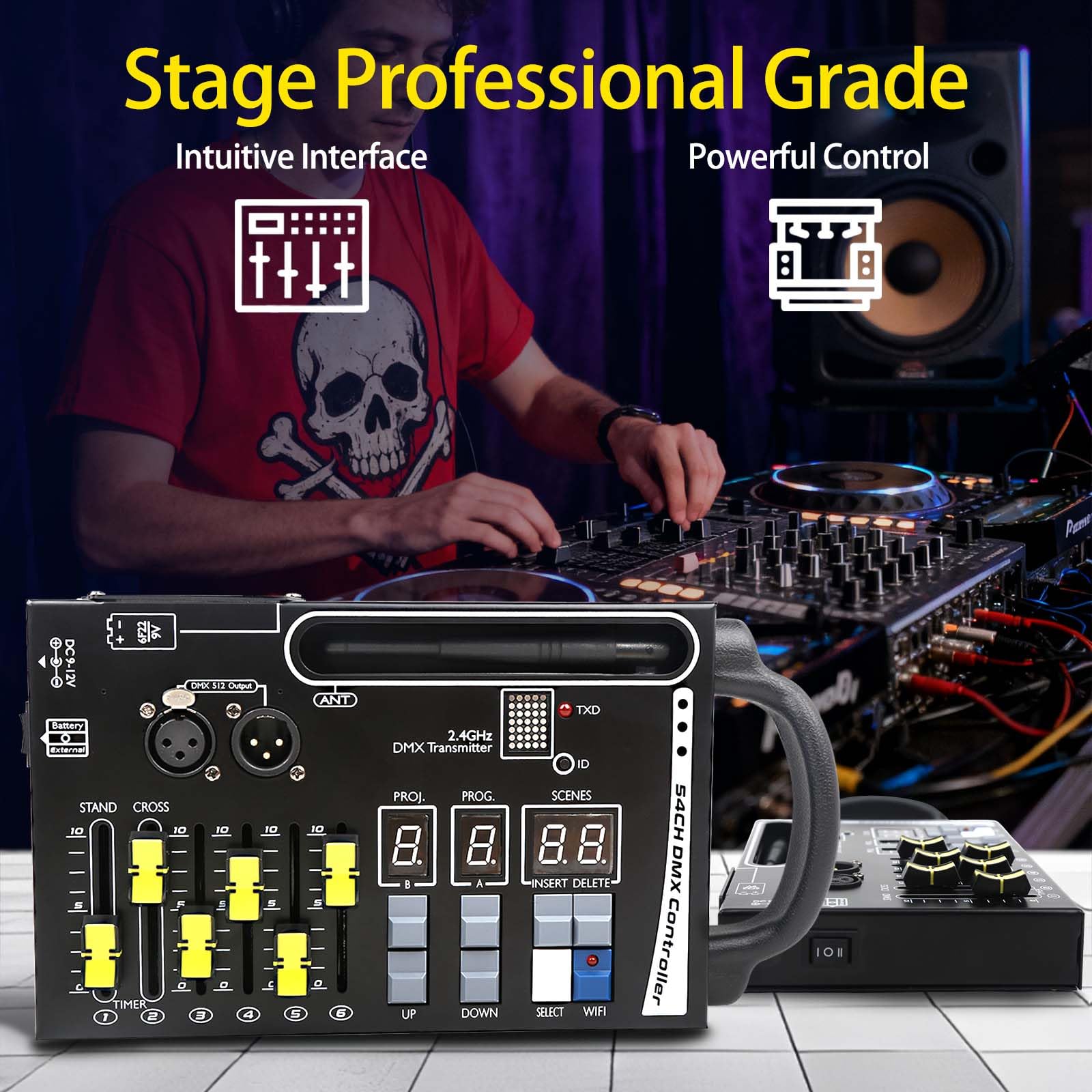 DMX512 Lighting Console, 54 Channels dmx controller for dj lights,compatible with 2.4g DMX wireless receiving devices 4