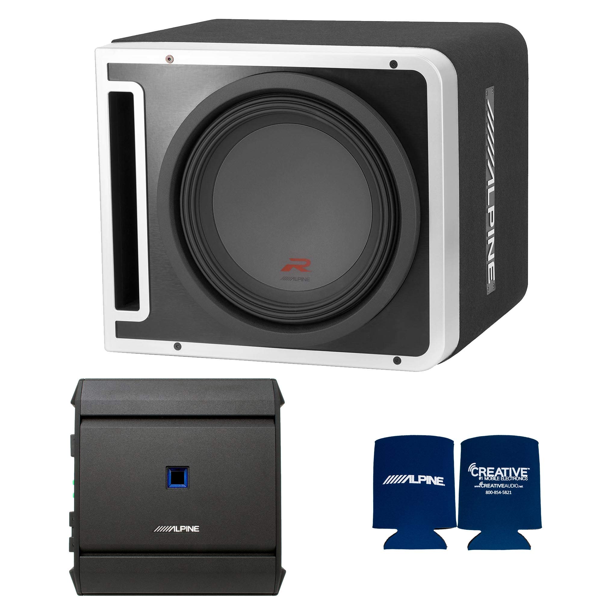 Alpine R-SB12V Pre-Loaded R-Series 12-inch Subwoofer Enclosures, with Alpine S-A60M 600 Watt Mono Amplifier 1