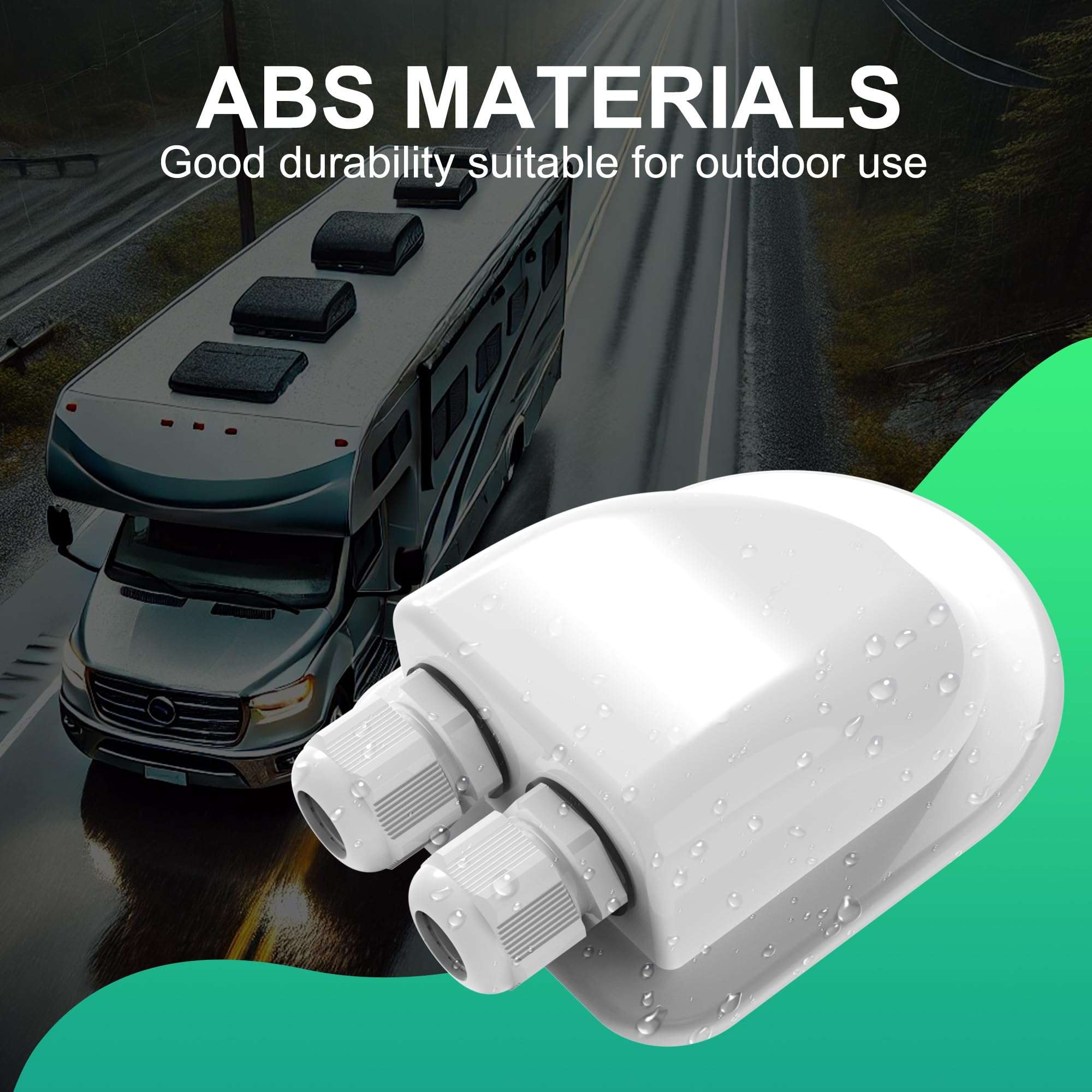 ACOPOWER Solar Weatherproof Double Cable Entry Gland, Cable Through RV roof Solar Junction Box abs Entry housing for 14AWG to 10AWG Solar Cables for Solar Project on RV, Boats, Caravans, Campervan 3