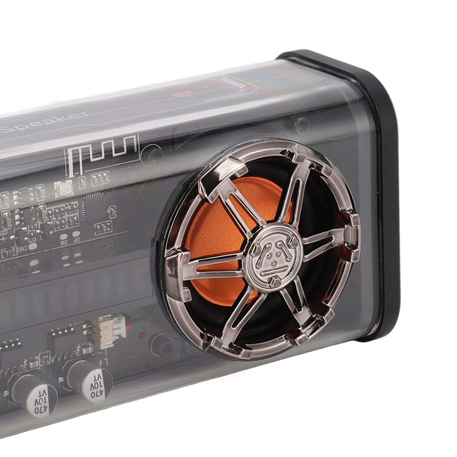 MKYTGFE Transparent Speaker 2x5W Subwoofer Portable Speakers with Colorful Lights for Home Travel (Black) 5