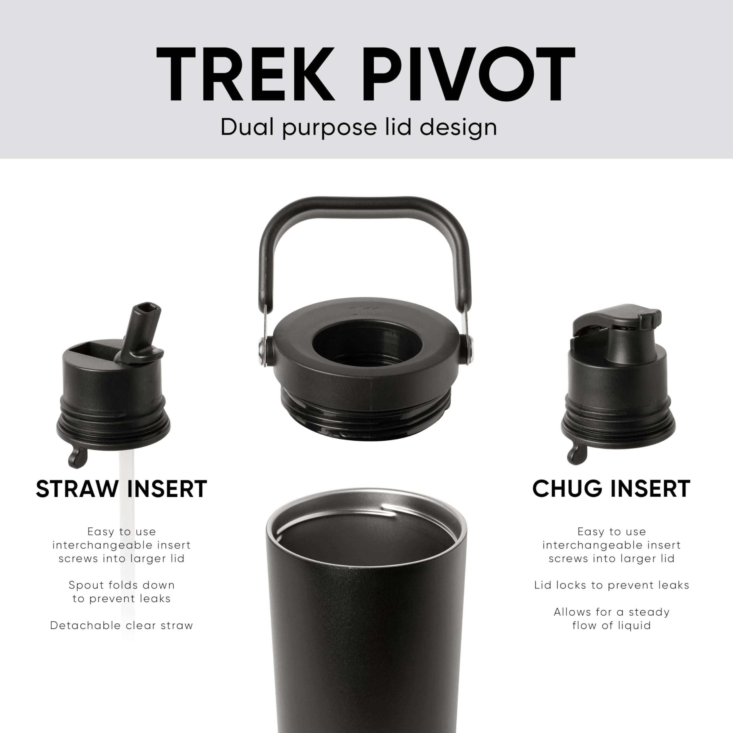 Simple Modern Trek Pivot | 40oz Flip Straw Tumbler with Handle | Water Bottle & Boot | Interchangeable Straw & Chug Lids | Insulated Stainless Steel Jug | Gym Sports Outdoors | Sea Glass Sage 3