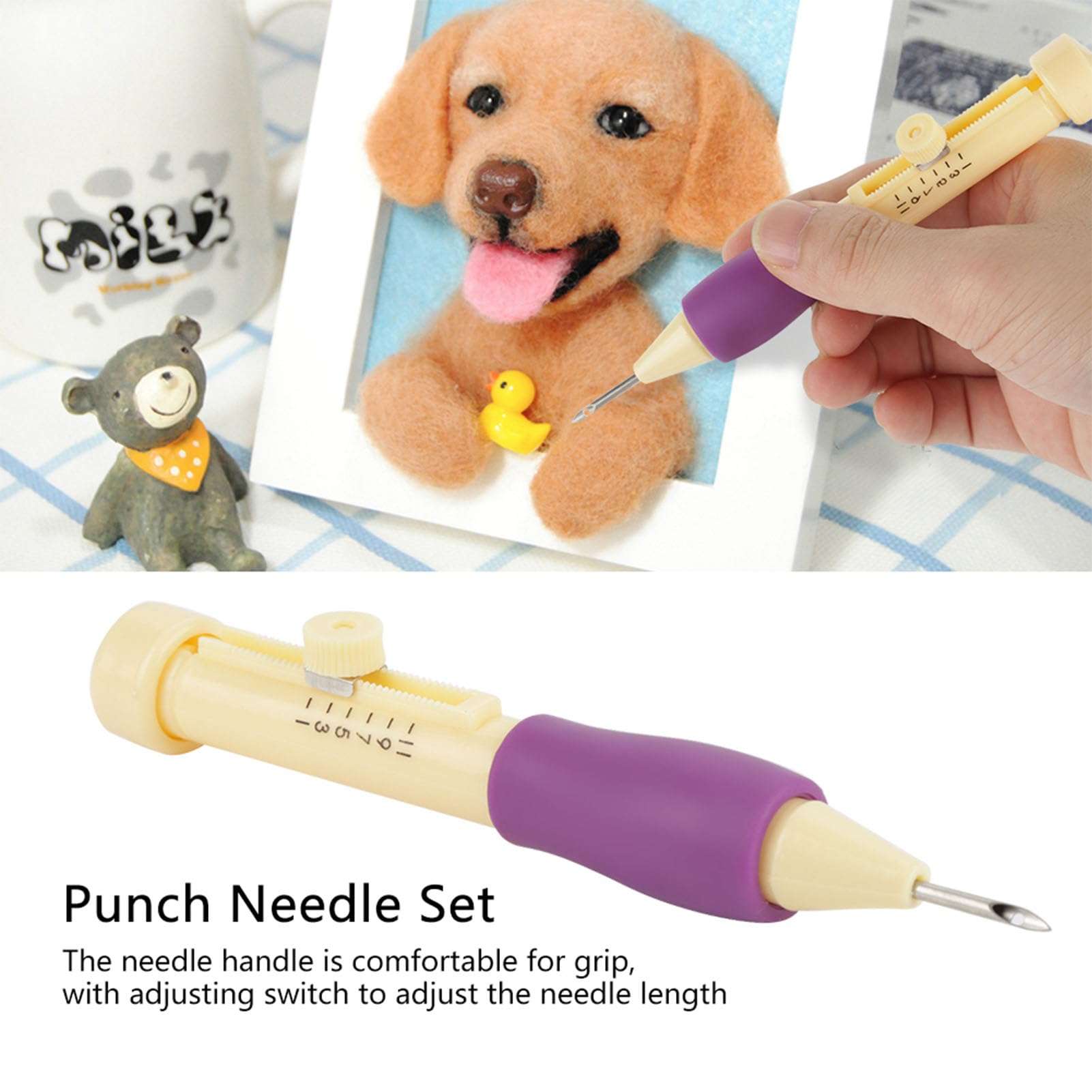 Respicefinem Embroidery Punch Adjustable Needle Length Embroidery Needle Punch with 3 Sizes Needle Pen Kit Tool for DIY Craft DIY Threaders Sewing Knitting for Mother 3