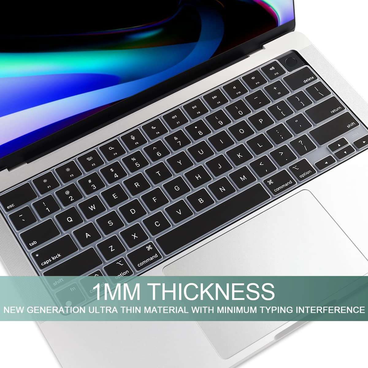 Oaky Keyboard Cover for 2024-2021 MacBook Air 13.6 inch M2 M3 Chip and MacBook Air 15.3 inch 2024-2021 M3 M2 [Model A3113 A2681 A3114 A2941] Dust-Proof Keyboard Skin Protector - Silicon Black 5