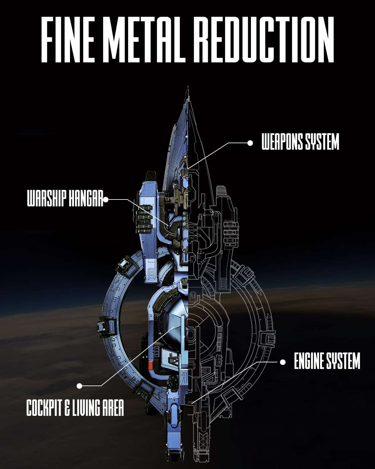 Piececool 3D Metal Puzzles for Adults, Three-Body Natural Selection Starship Model Kits Spaceship Building Set, DIY Hobby Crafts for Adult Difficult 3D Puzzles for Family Time,Home Decor Best Gifts 6