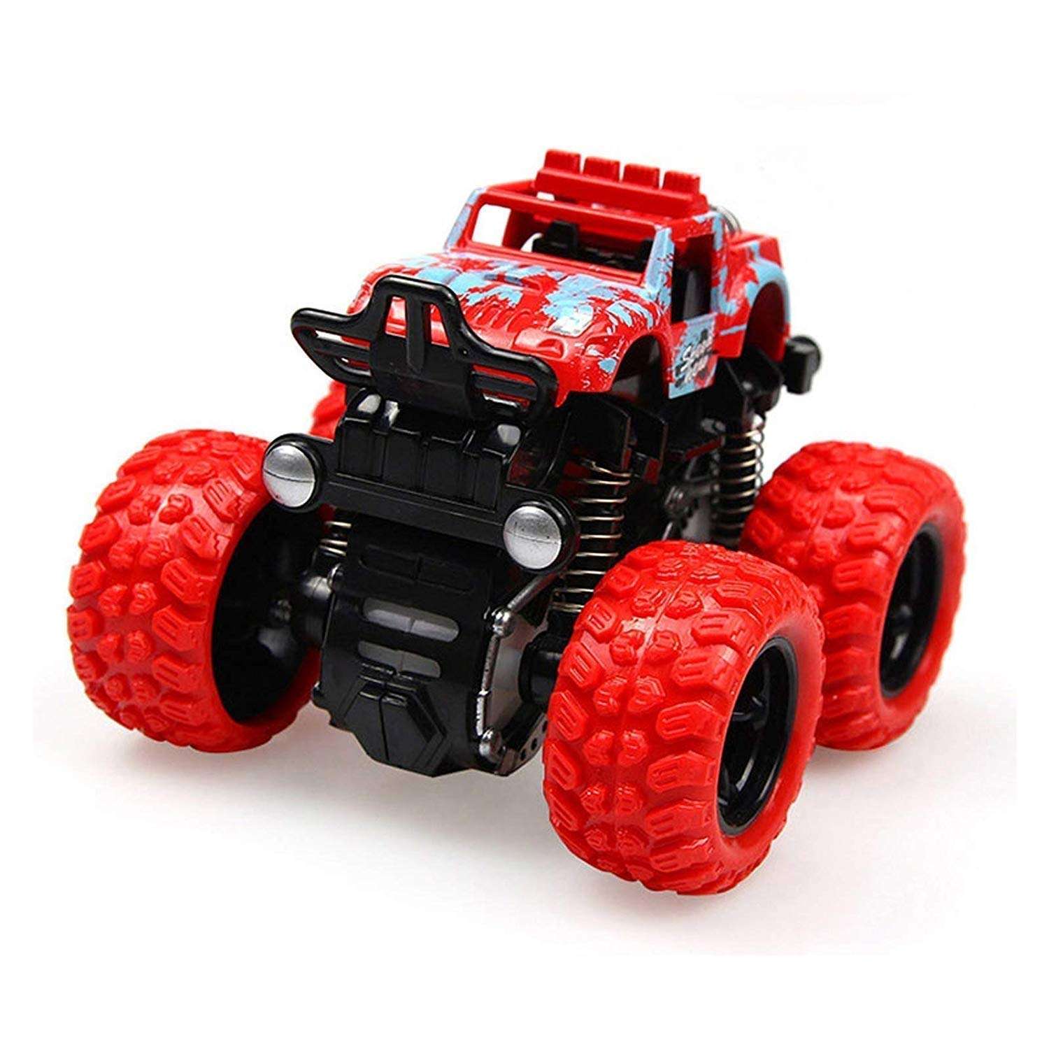 GrabSmart Inertia Toy Car, Monster Trucks for Kids Friction Powered Push and Go Car Big Tire 4WD Bigfoot Monster Truck Toy Gift for Kids Over 3 Years Old 1