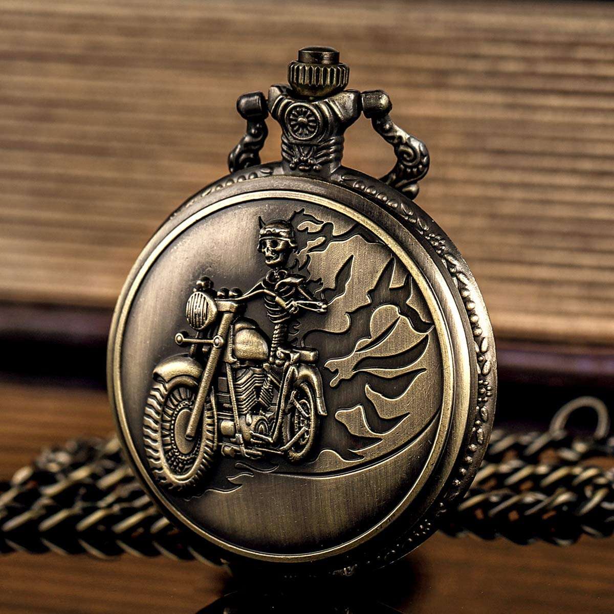 SIBOSUN Halloween Ghost Pocket Watch with Chain Vintage Retro Grotesque Night Skull Pattern with Skeleton Skull Bracelet 3