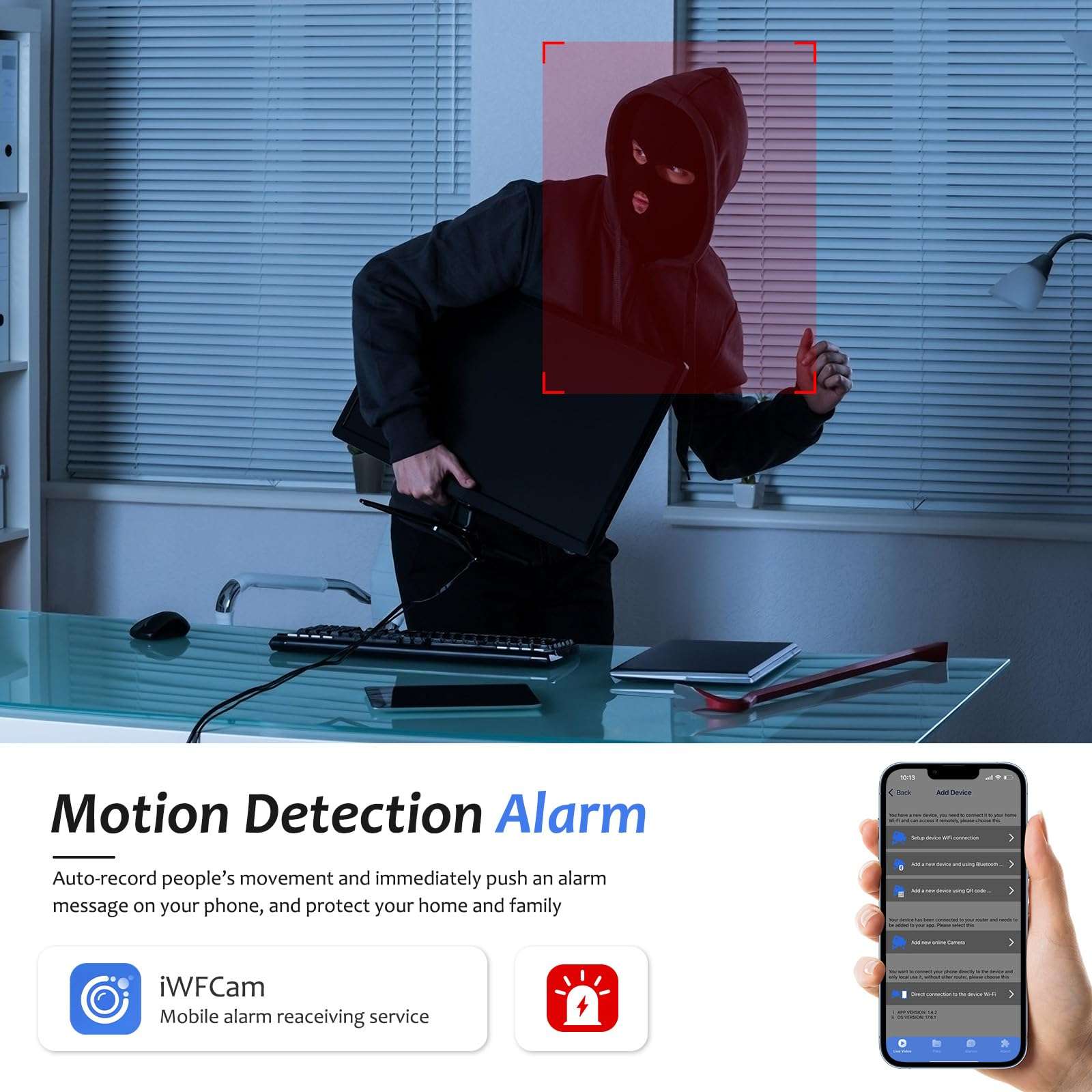 Osenvic Mini Security Camera - Indoor&Outdoor with Night Vision, HD1080P Remote Security Camera, Spotlight, Ideal for Home Security, Home Security Camera with Built-in Battery for Pets Monitoring 5