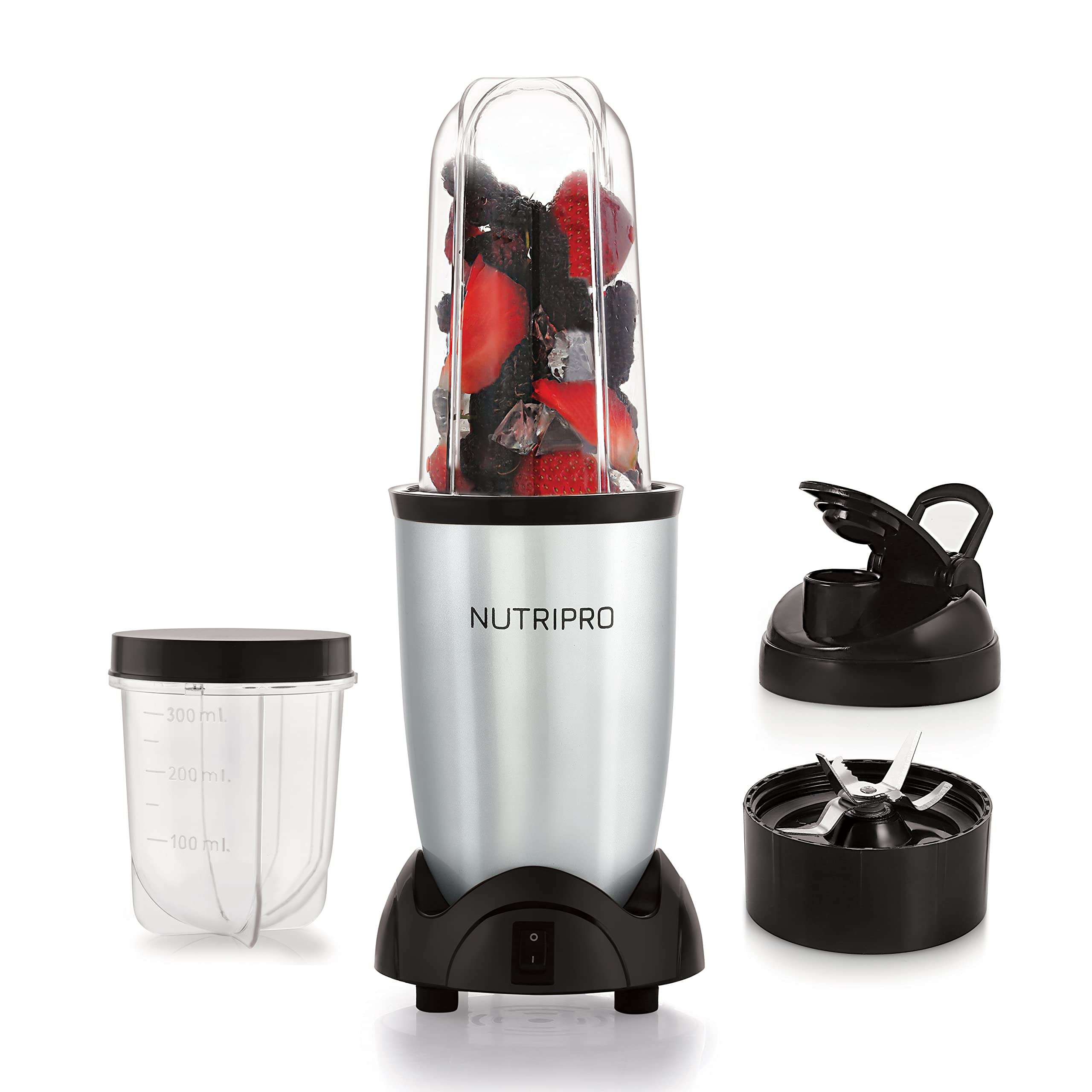 NutriPro Juicer Mixer Grinder - Smoothie Maker - 500 Watts (2 Jars, Silver)ABS 1