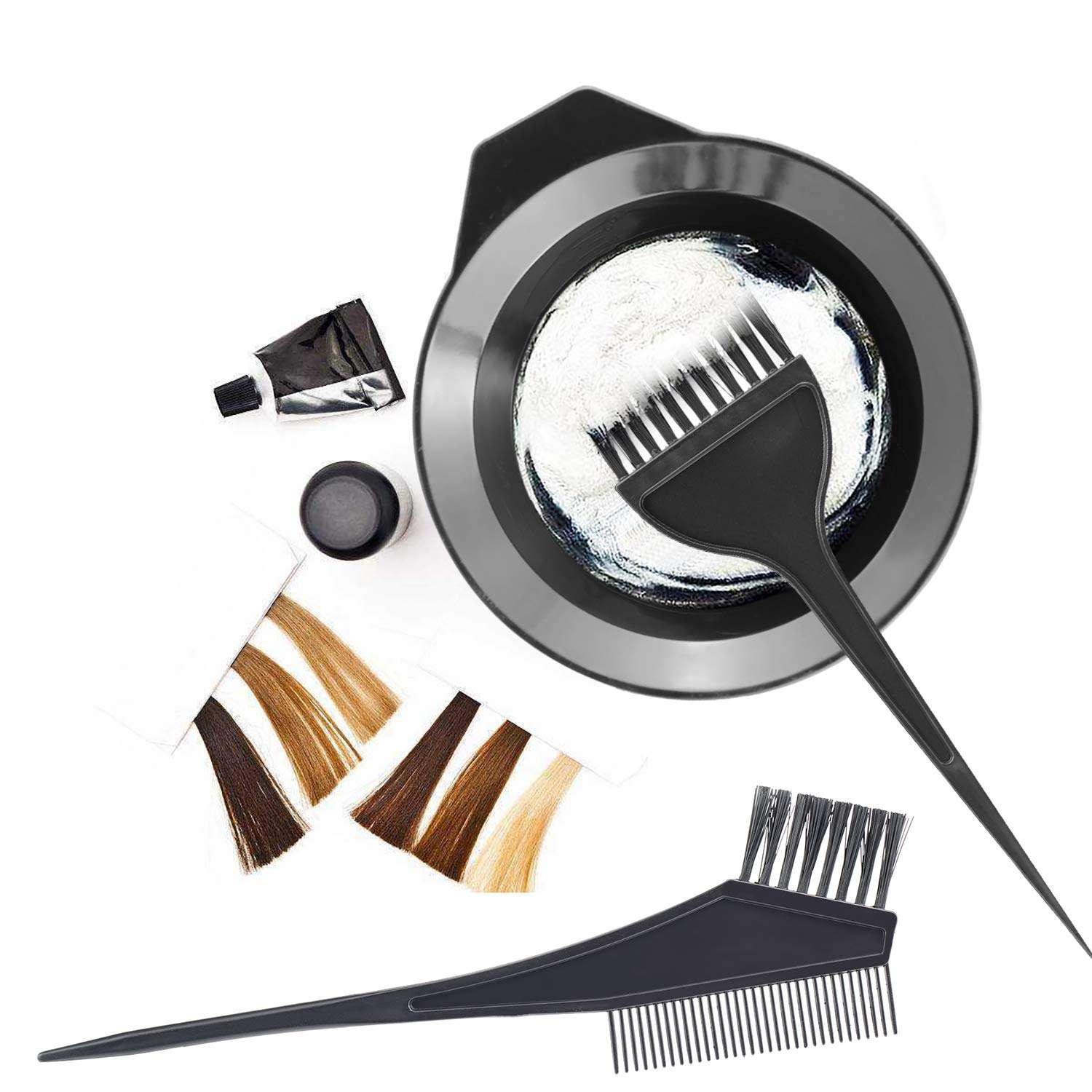 Hair Coloring Dyeing Kit, Gezimetie Hair Dyeing Tool Set, Brush Double-sided Coloring Comb and Bowl Set Kit DIY Salon 6