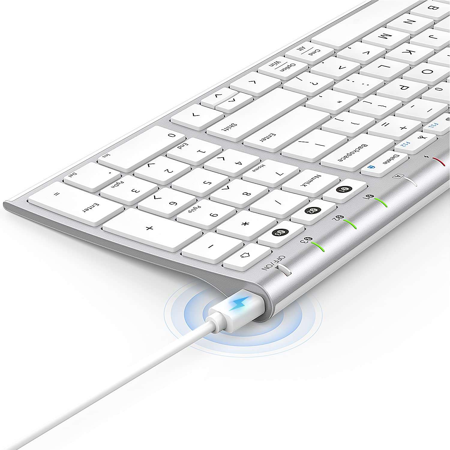 Nasuque Bluetooth Keyboard for Mac OS, Wireless Rechargeable Slim Multi-Device mac Keyboard with Number Pad Compatible for MacBook Pro/Air, iMac, iPhone, iPad Pro/Air/Mini - Silver 5