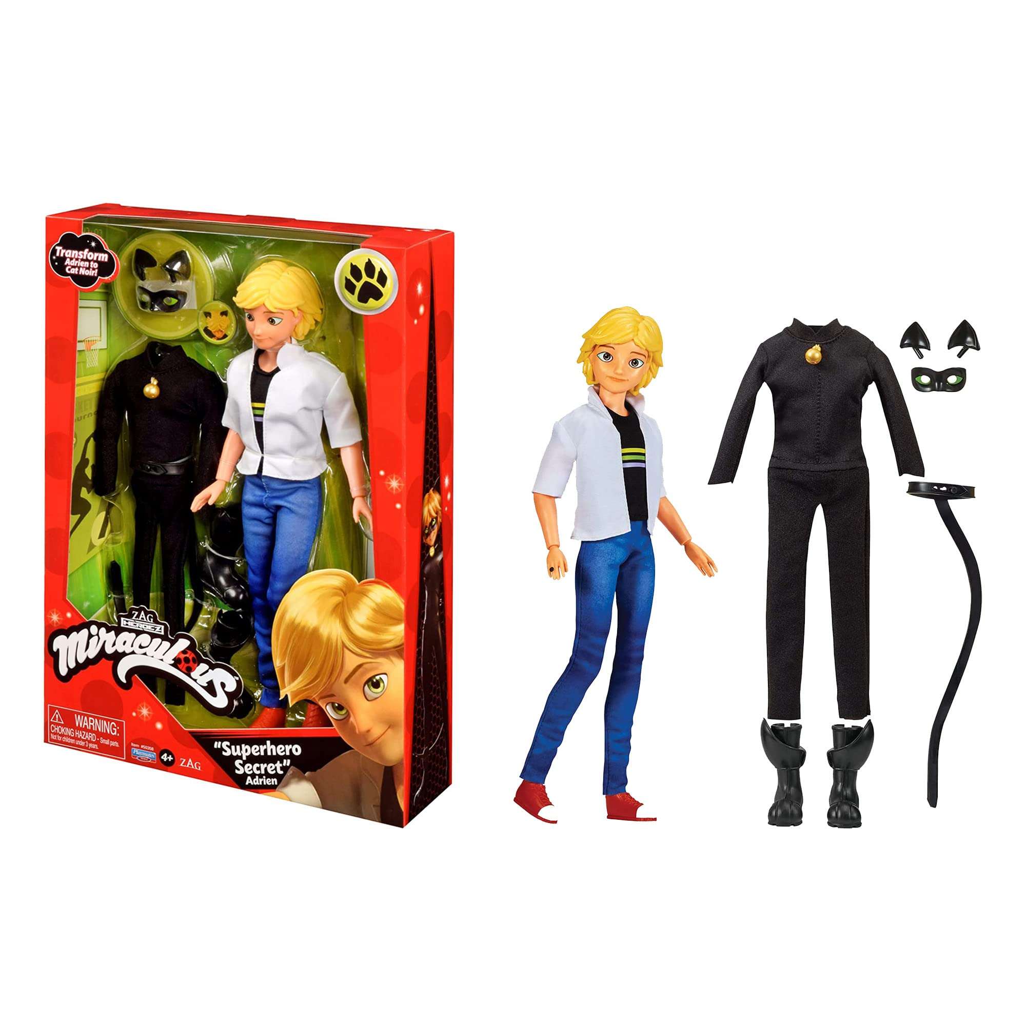 Miraculous: Tales of Ladybug and Cat Noir Adrien to Cat Noir Secret Superhero Fashion Doll with Accessories, 50358 1