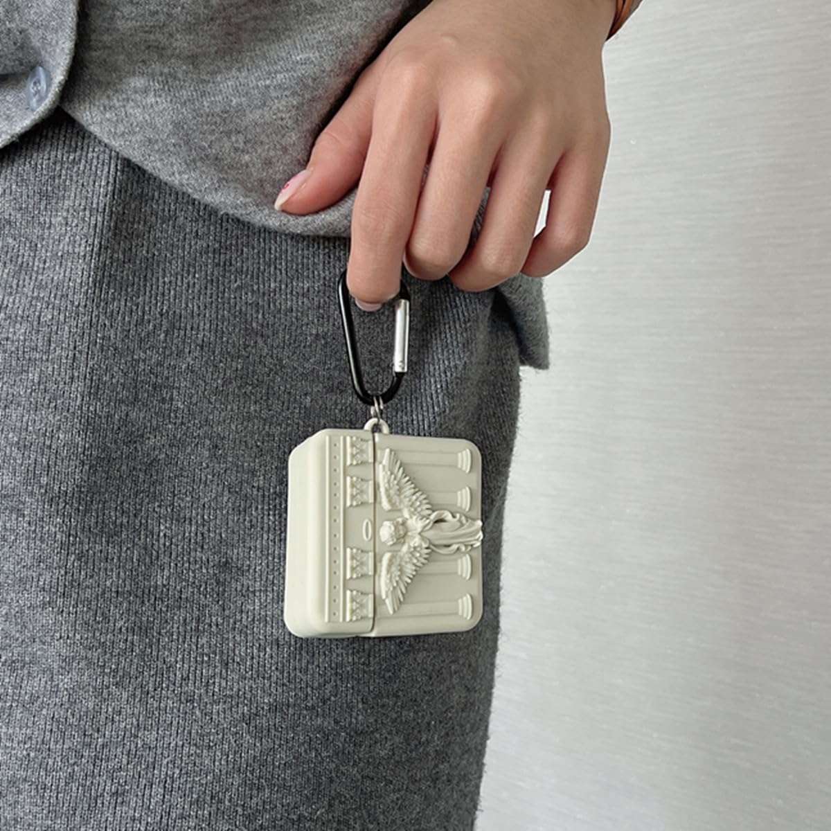 QYFZXLV for Airpods 3rd Gen,Cute Cartoon Angel Pattern Design for Airpods 3 Cover,Fun Kawaii Soft Silicone Earphone Case with Keychain for Boys Girls (White) 5