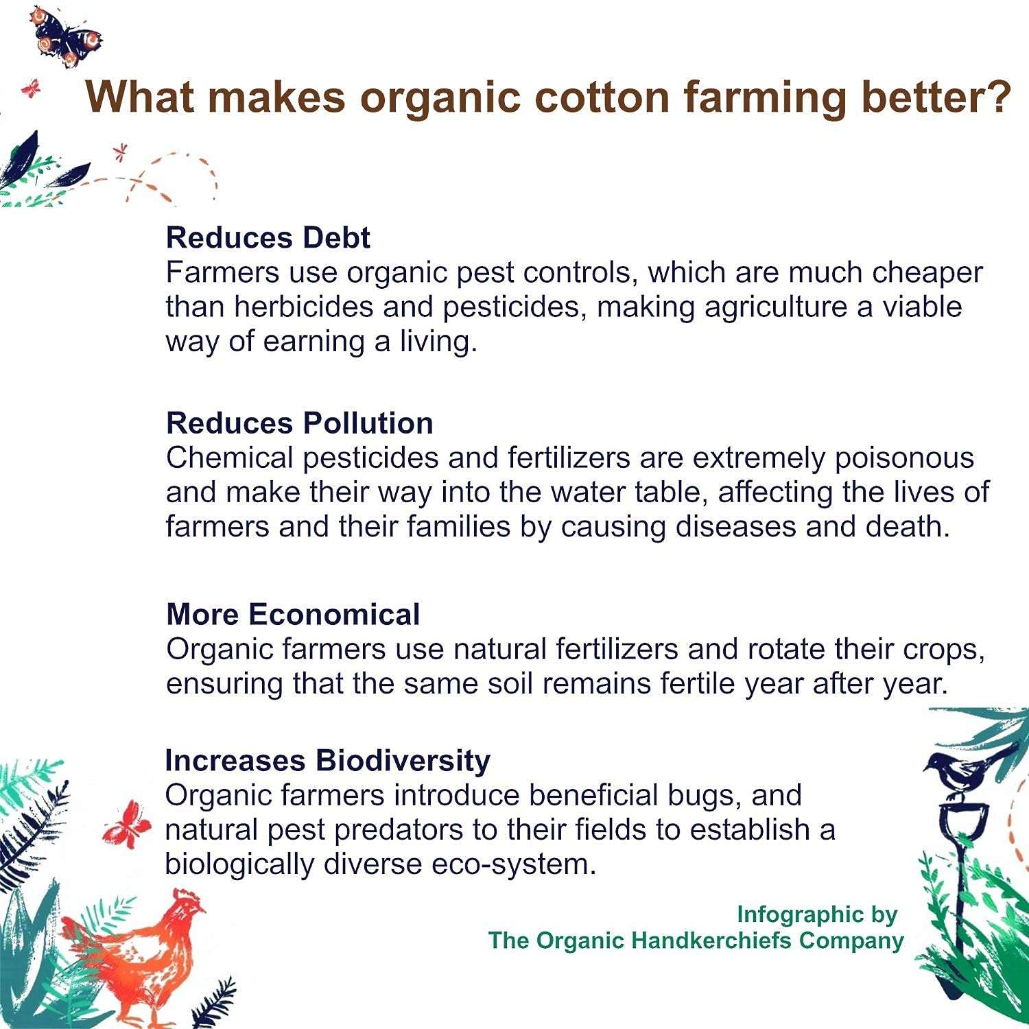 The Organic Handkerchiefs Company Set of Organic Cotton Handkerchiefs, Medium, Black 5