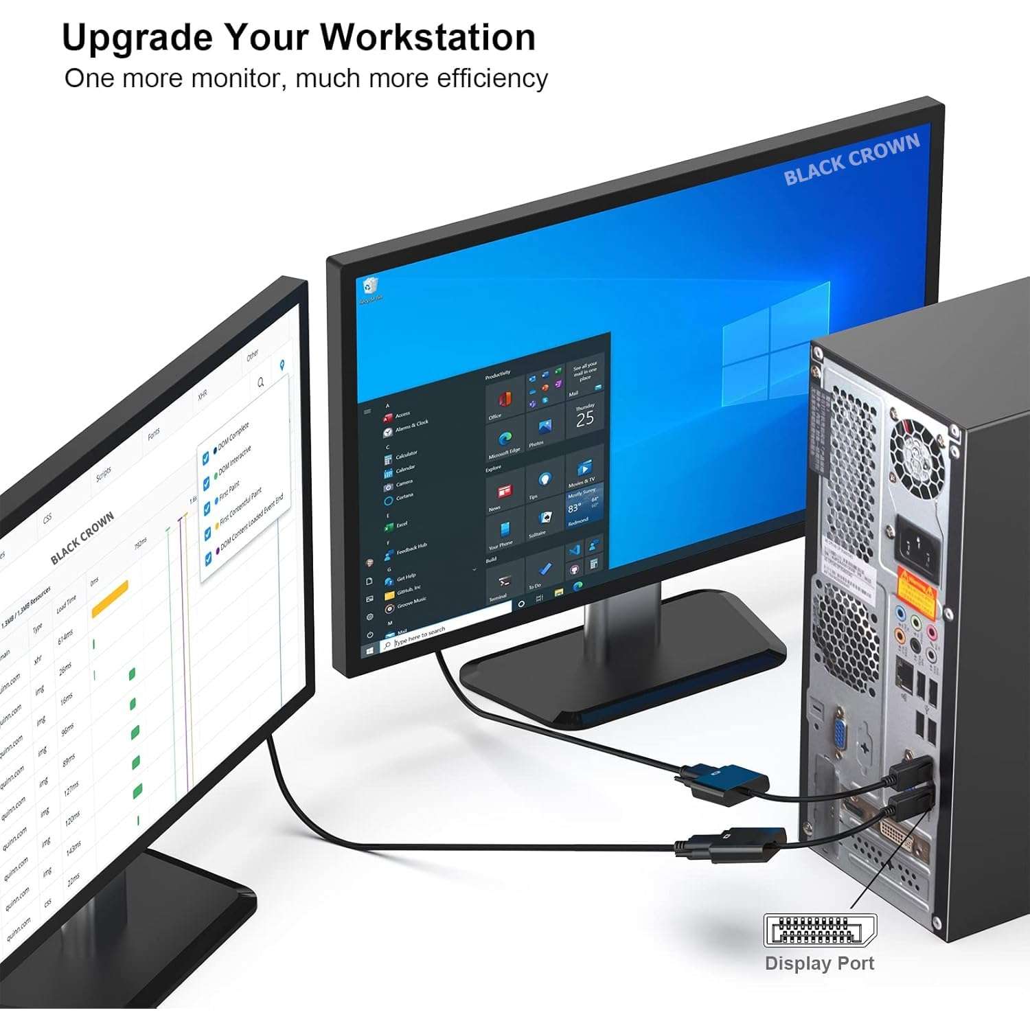 BLACK CROWN DisplayPort (DP) to VGA Adapter, Gold Plated Display Port to VGA Converter (Male to Female) Compatible with Computer, Desktop, Laptop, PC, Monitor, Projector, HDTV etc.(Black) 6