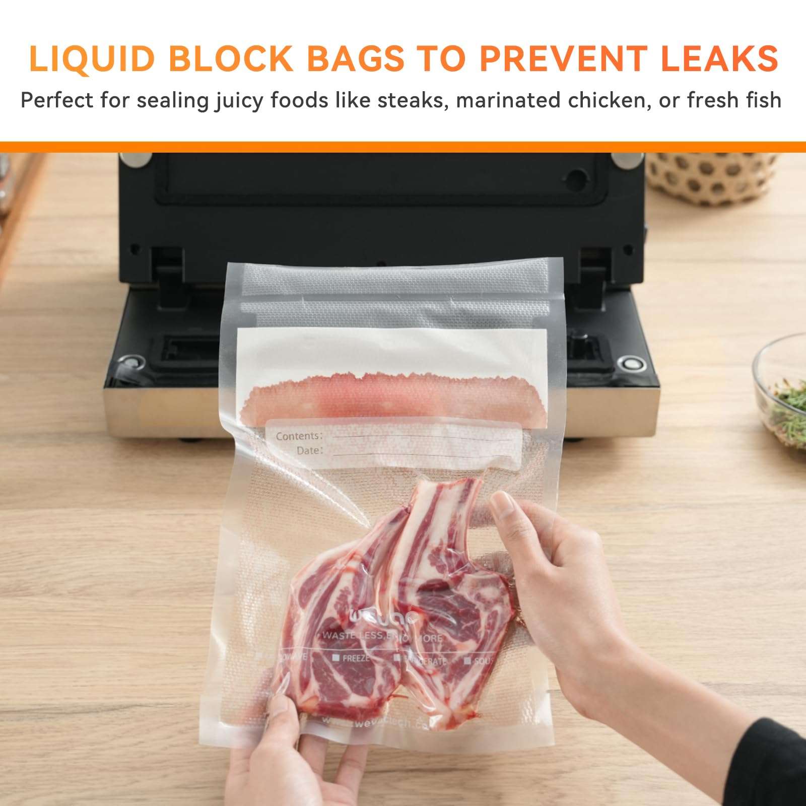 Family Pack Vacuum Sealer Rolls Bags, 6"x10" (50pcs), 8"x12" (70pcs), 8"x20' (2 rolls), 11"x20' (2 rolls), Compact Roll Dispenser, Leakproof Food Storage, Sous Vide, Meal Prep, Food Saver, Wevac Core 6