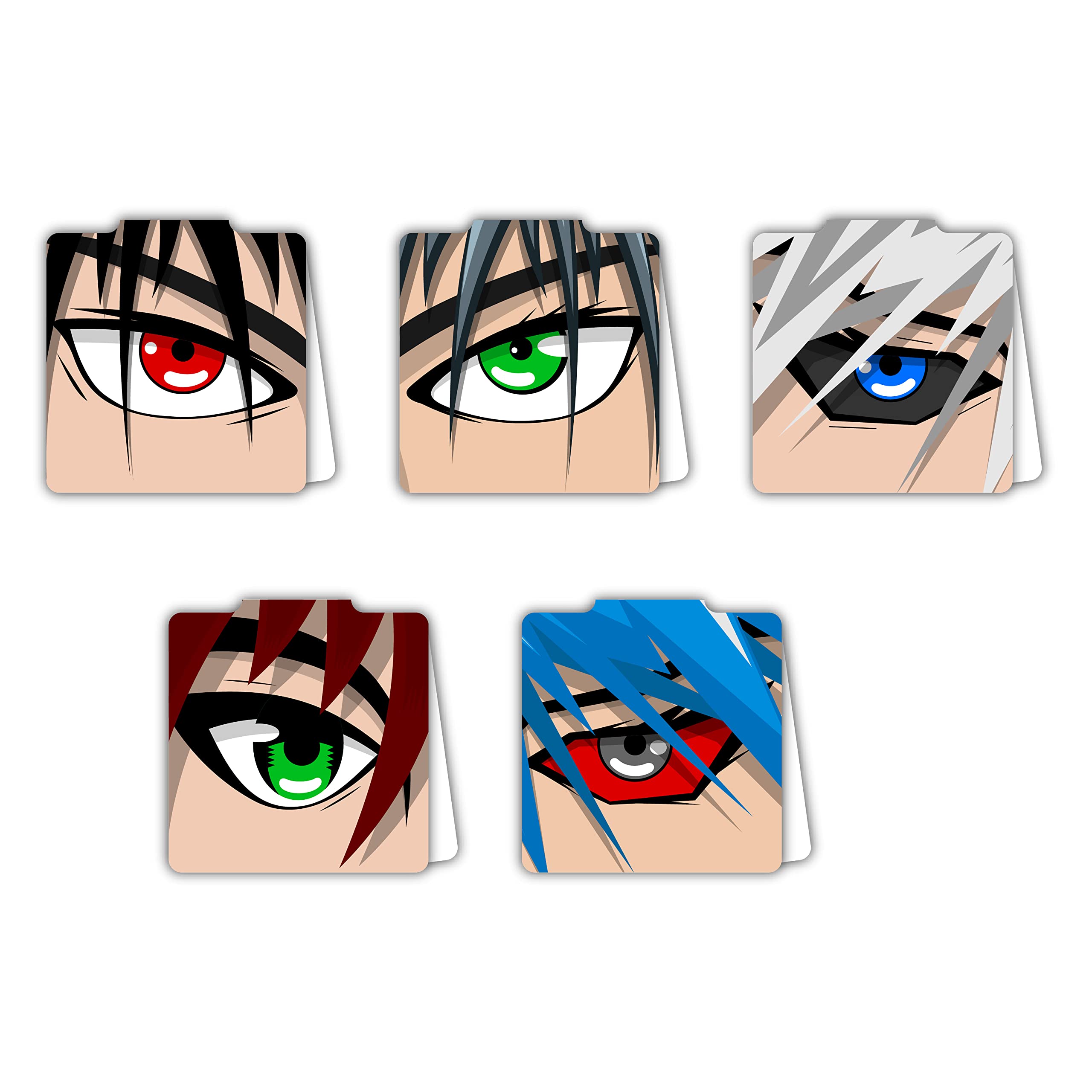 woopme® Cartoon Anime Eyes Printed Magnetic Bookmark for Students Boys Girls Kids Book Lovers Readers Gift Magnetic Page Clips Folding 5 PCs 1