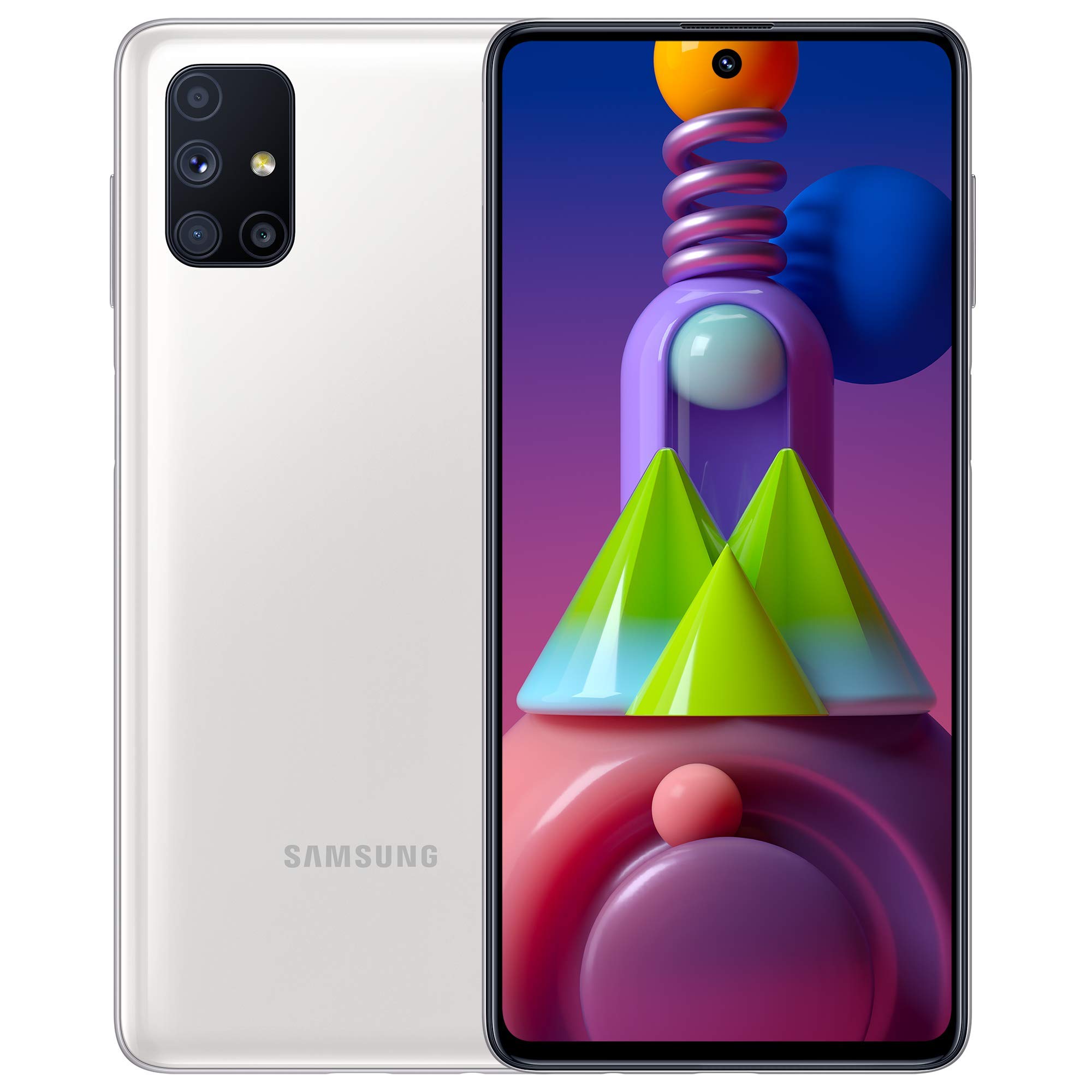 SAMSUNG Galaxy M51 (M515F/DS) 128GB Dual SIM, GSM Unlocked, Android Smartphone (White) 1