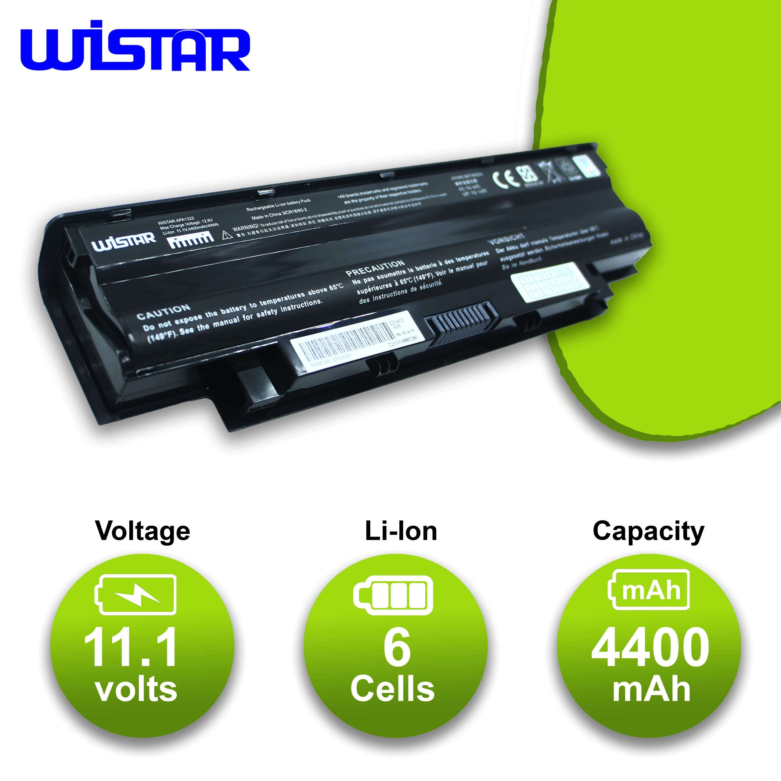 WISTAR Laptop Battery for Dell Inspiron N4010, N5050, N5030, VOSTRO 3450, VOSTRO 1550 6-Cell 4