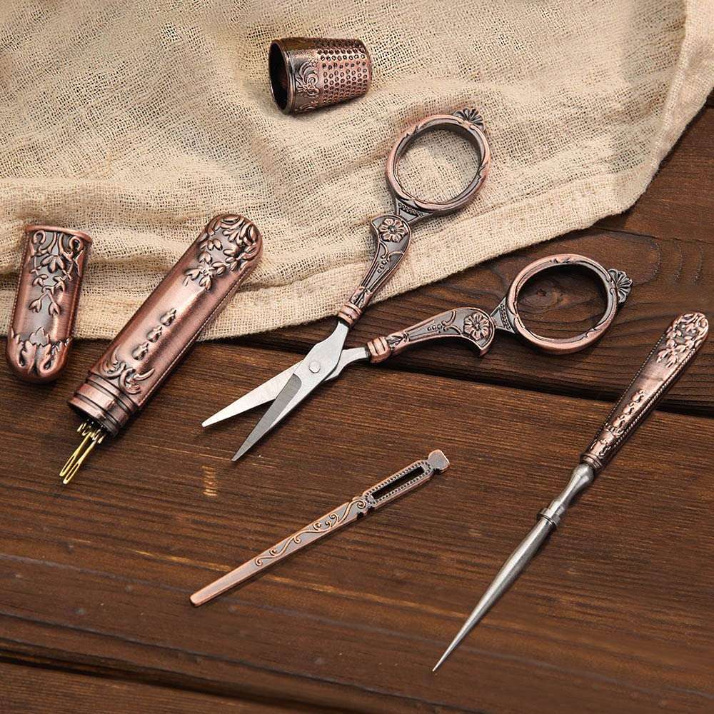 Custom Embroidery Scissors Kit, European Antique Vintage Sewing Box Set for Travel, Embroidery/Sewing Supplies, Gifts for Tailors/Fashion Designer 6