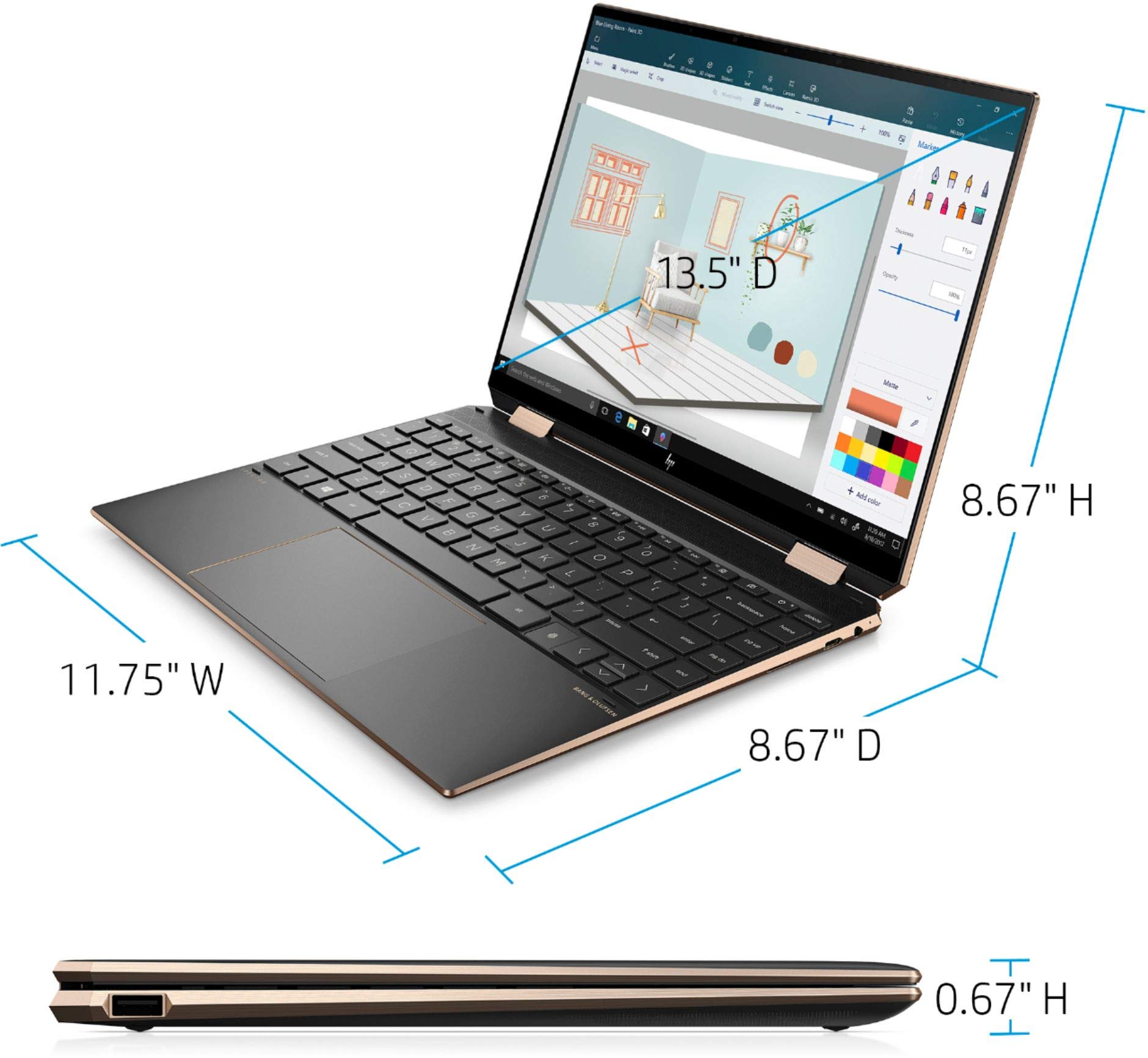 HP - Spectre x360 2-in-1 13.5" 3K2K OLED Touchscreen Laptop - Intel Evo Core i7 1195G7 2X Thunderbolt 4 Black Included Win 11 + HDMI Cable + MPP 2.0 Pen (16GB RAM | 2TB PCIe SSD) 5