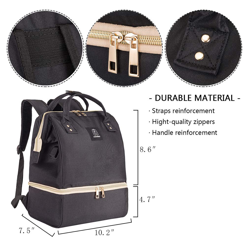 MOMIGO Diaper Breast Pump Backpack - Cooler and Moistureproof Bag （Black & 2 pcs/set Wet Dry Bags for Baby Cloth Diapers (Animal) 6