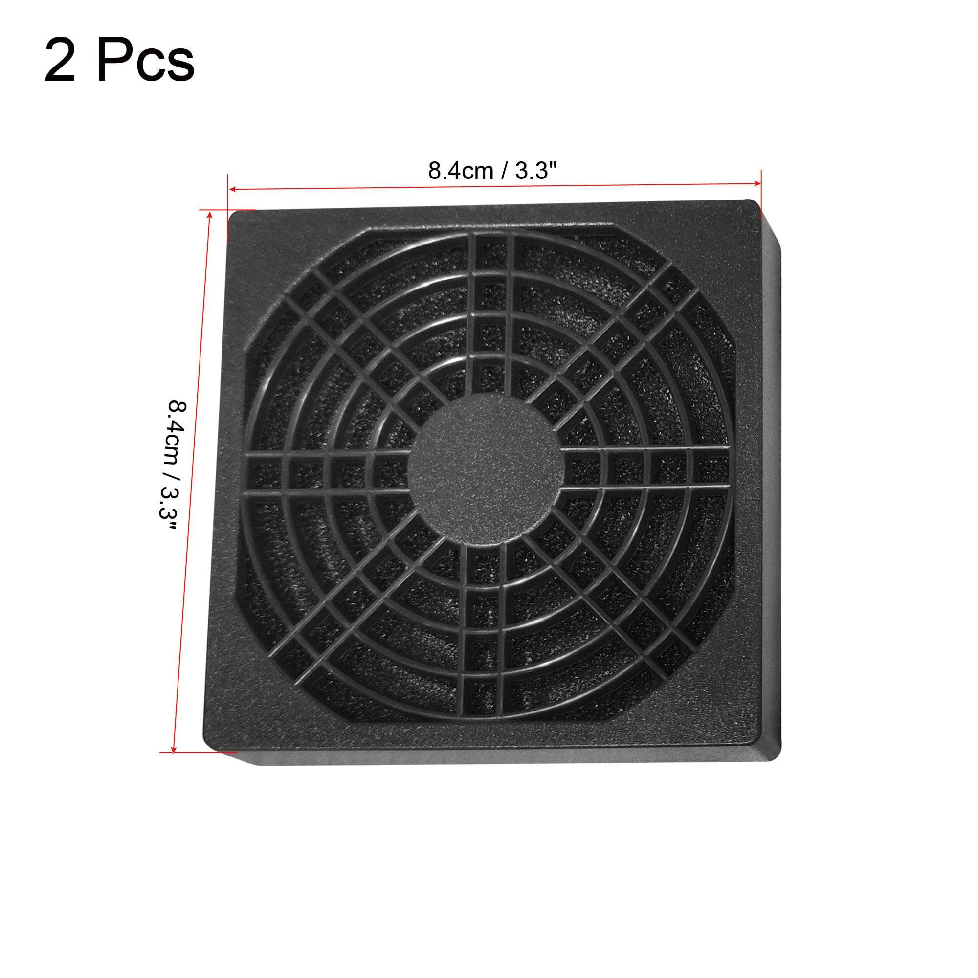 uxcell 2 Pack Fan Dust Filter Guard Grill Cover Black Plastic Computer Mesh for 80mm PC Case Fan 2
