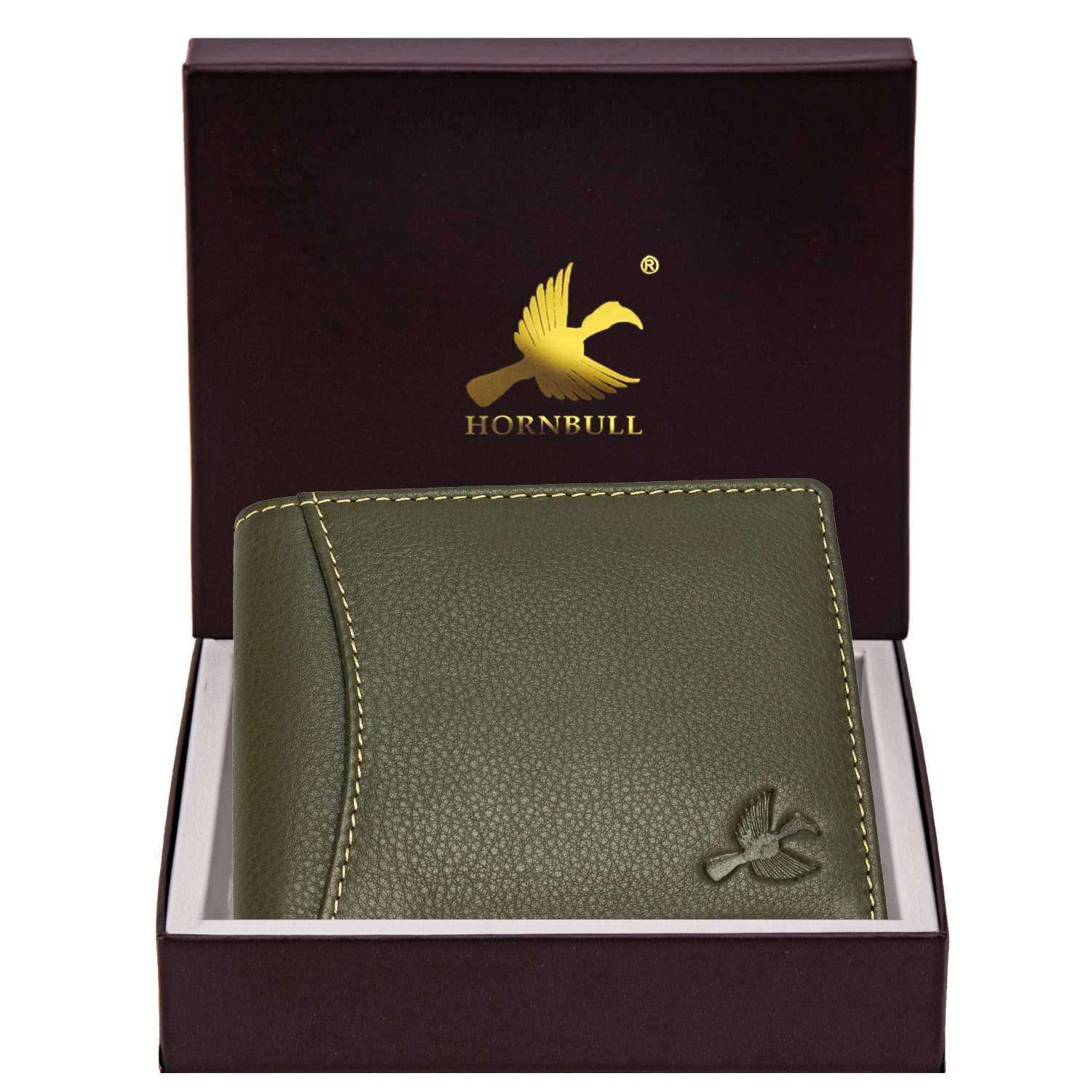 HORNBULL Themes Olive-Green Leather Wallets for Men | Bi Fold Leather Mens Wallet with RFID Blocking | Ideal Gift Wallet for Men 2