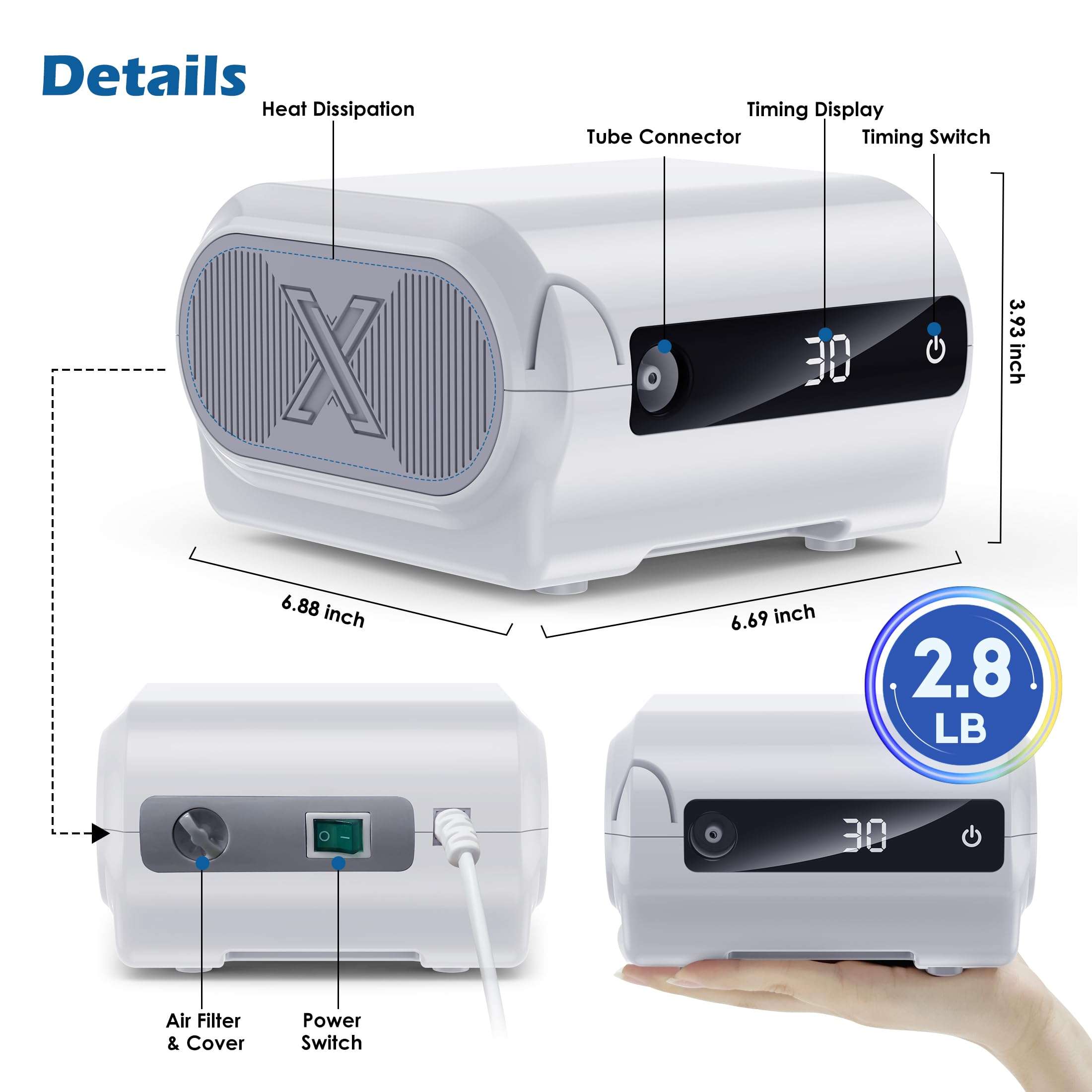 Smart Digital Display Nebulizer Machine for Adults and Kids, Compression Nebulizer for Breathing Treatment, Jet Nebulizer with Timing Function for Home Hailie Sensor NF0109 4