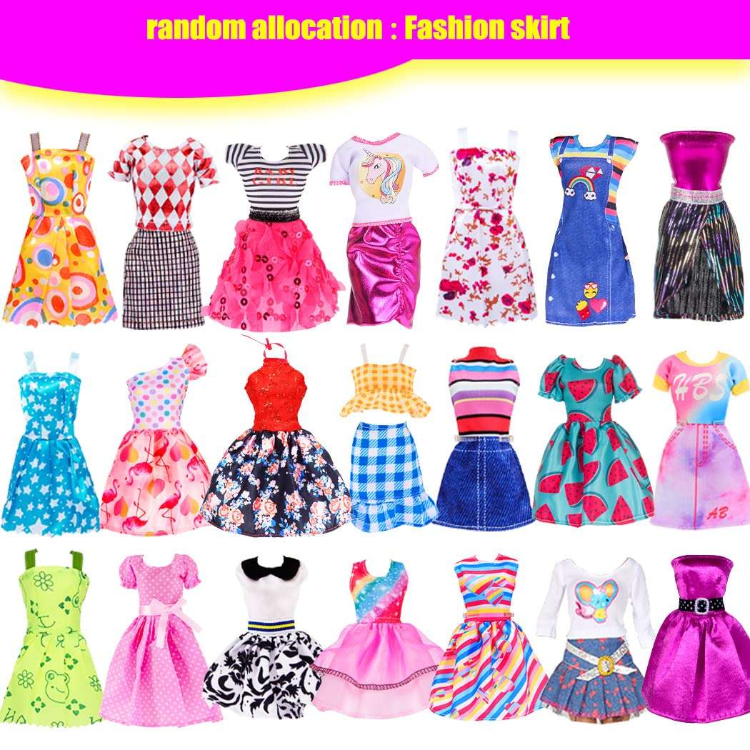 39 PCS Doll Clothes and Accessories Including 3 Wedding Gown Dresses, 5 Mini Dress, 3 Fashion Doll Clothes, 3 Blouses Pants, 1 Dog & 24 Accessories for 11.5 inch Fashion Girl Doll 3