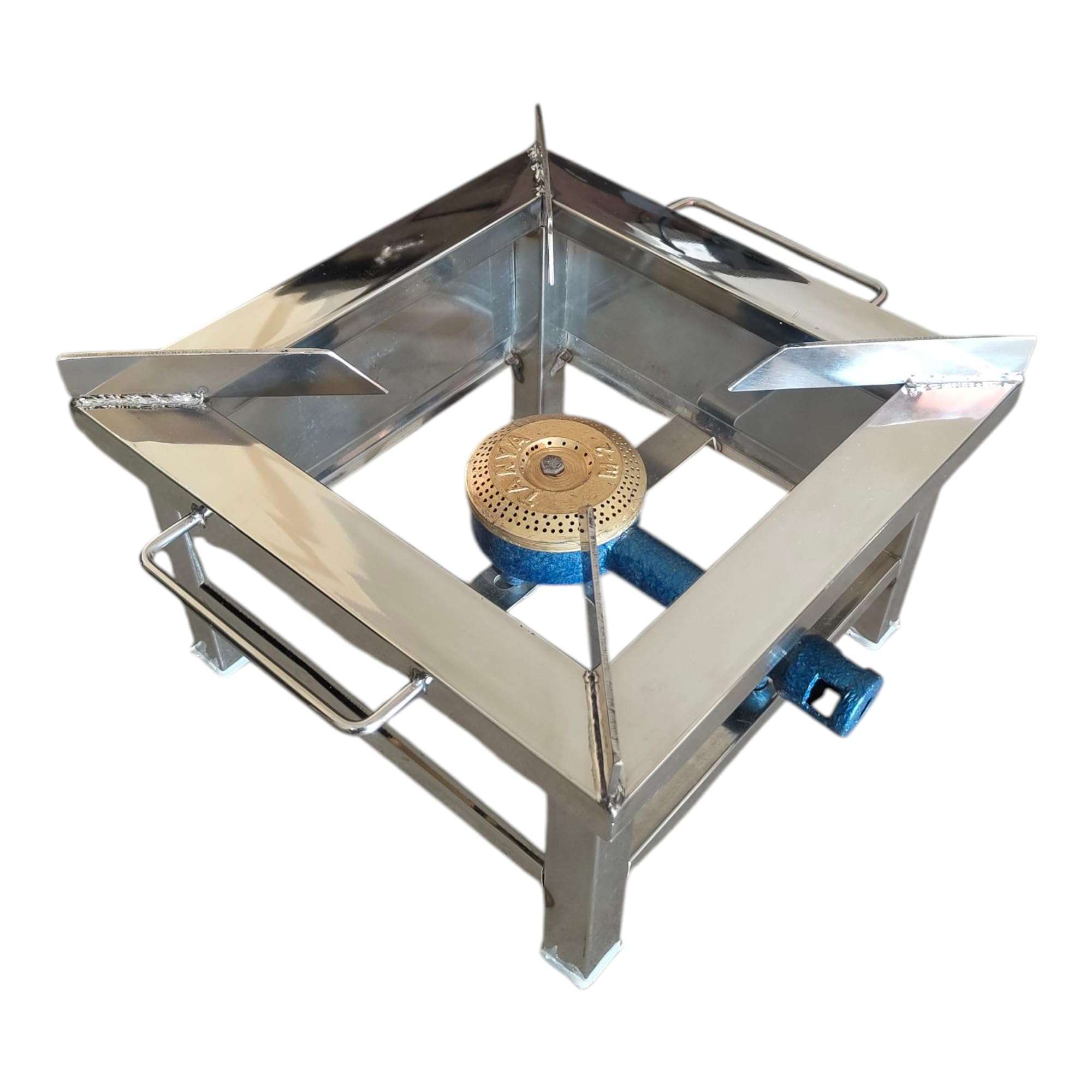 Surajan Stainless Steel Single Burner Squre Chulha Canteen Bhatthi Commercial Gas Stove with All Complementry Accessories - Silver | Manual | (Medium-12x12x8 Inch.) 5