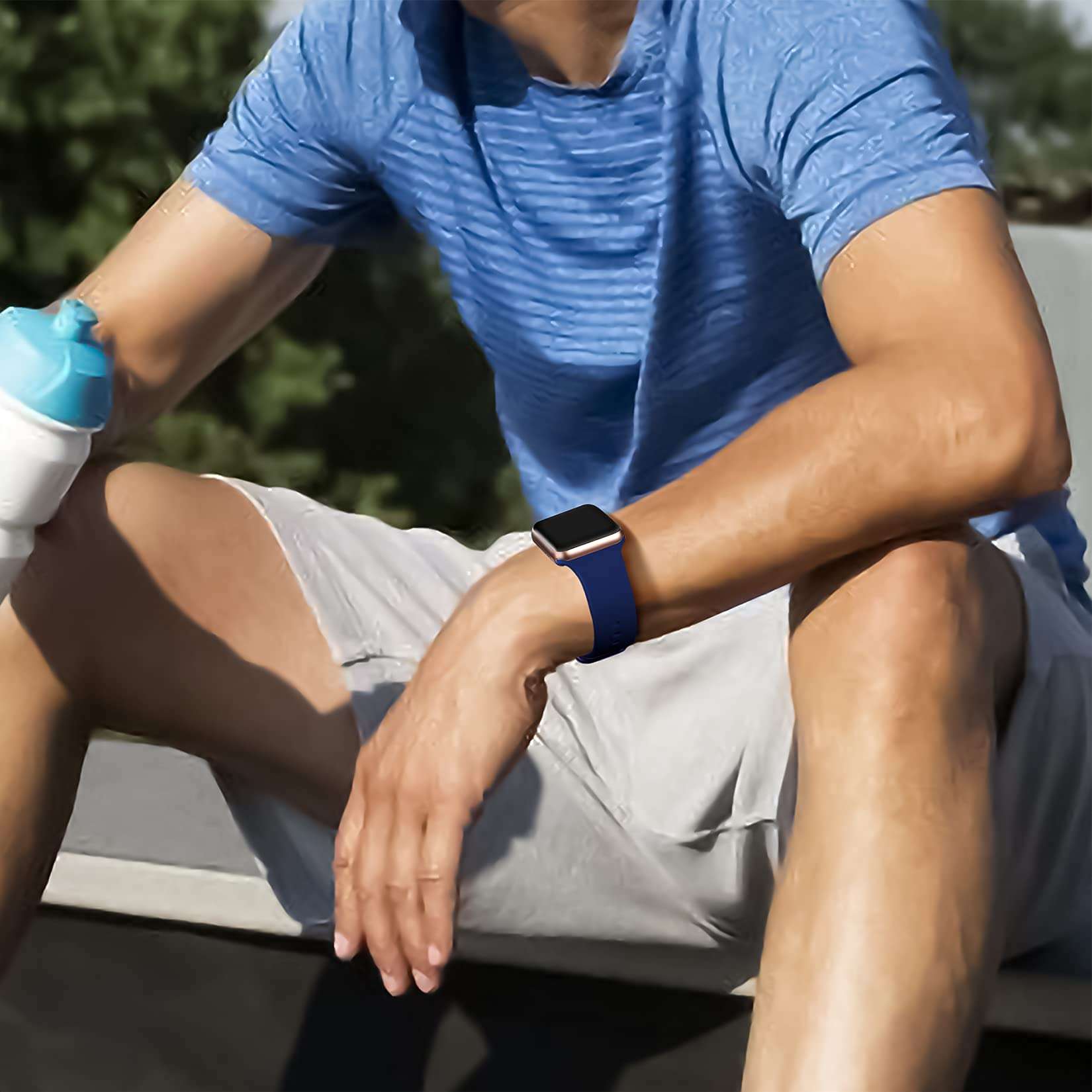 Maledan Compatible with 38mm Apple Watch Band 40mm Women Men, 3 Pack Stylish Silicone Sport Bands Wristbands Replacement Strap for 42mm 44mm Apple Watch SE Series 6 5 4 3 2 1, Black/Wine/Blue 5