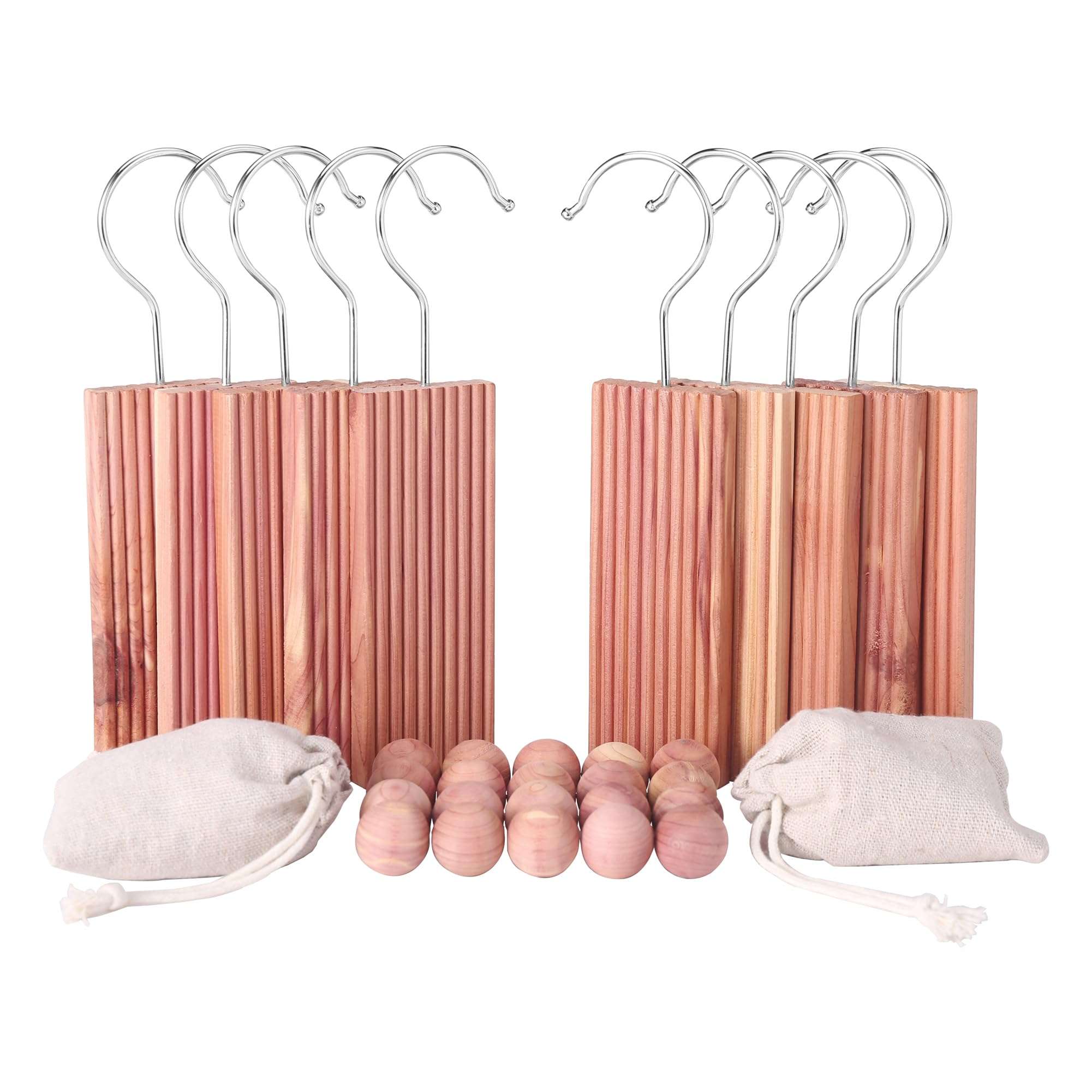 Brite Lightingtech Cedar Blocks for Clothes Storage, Red Cedar Hang Ups 10pcs Cedar Balls 20pcs and Cedar Chip Bags 2pcs for Closet Storage Totally 32PCs 1