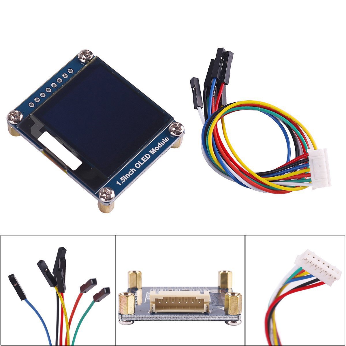 MakerFocus I2C OLED Display Module 1.5inch OLED Module 128x128 Pixel SSD1327 with SPI/I2C Interface DC 3.3V / 5V, 16-bit Grey Level and Internal Controller for Ar duino/Raspberry/Jetson Na no/STM32 4