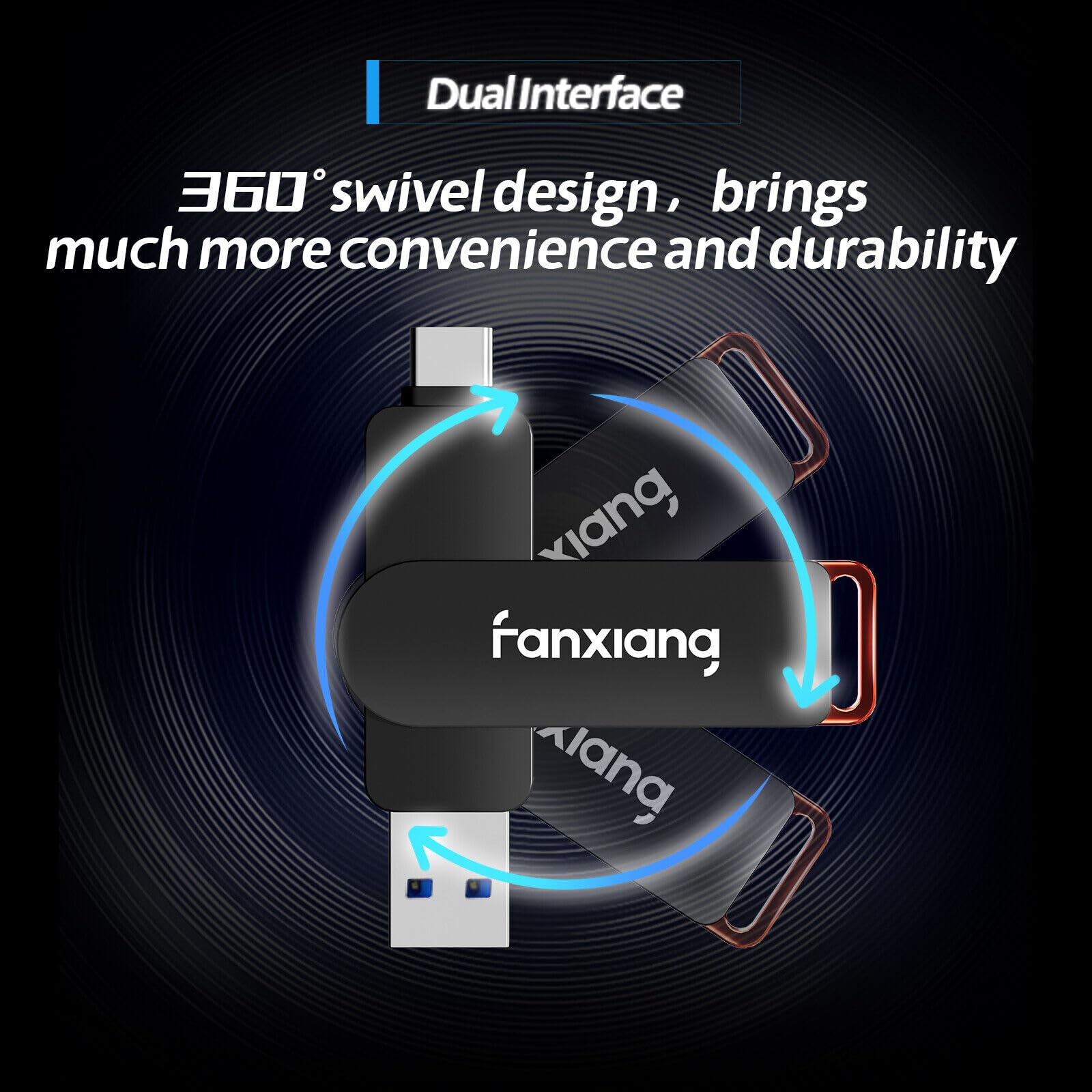 Fanxiang 256GB Flash Drive Up to 560MB/s External SSD,Type C & 3.2 USB-A,Gen 2 Thumb Drive,Memory Stick for iPhone15/PS4//Android Phone/Windows/Mac 6